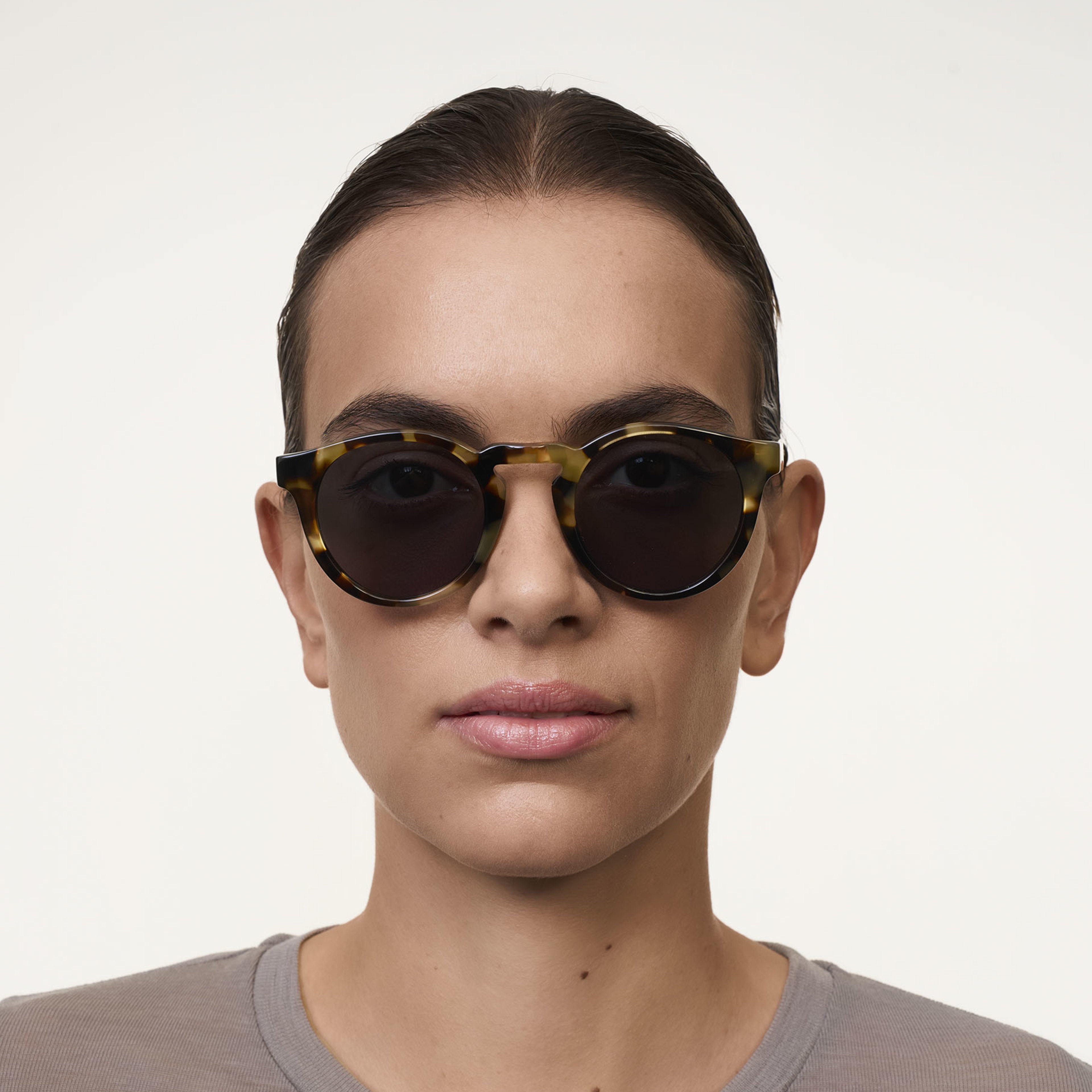 Ace & Tate Solaires | Ronde Acétate in Marron, Jaune