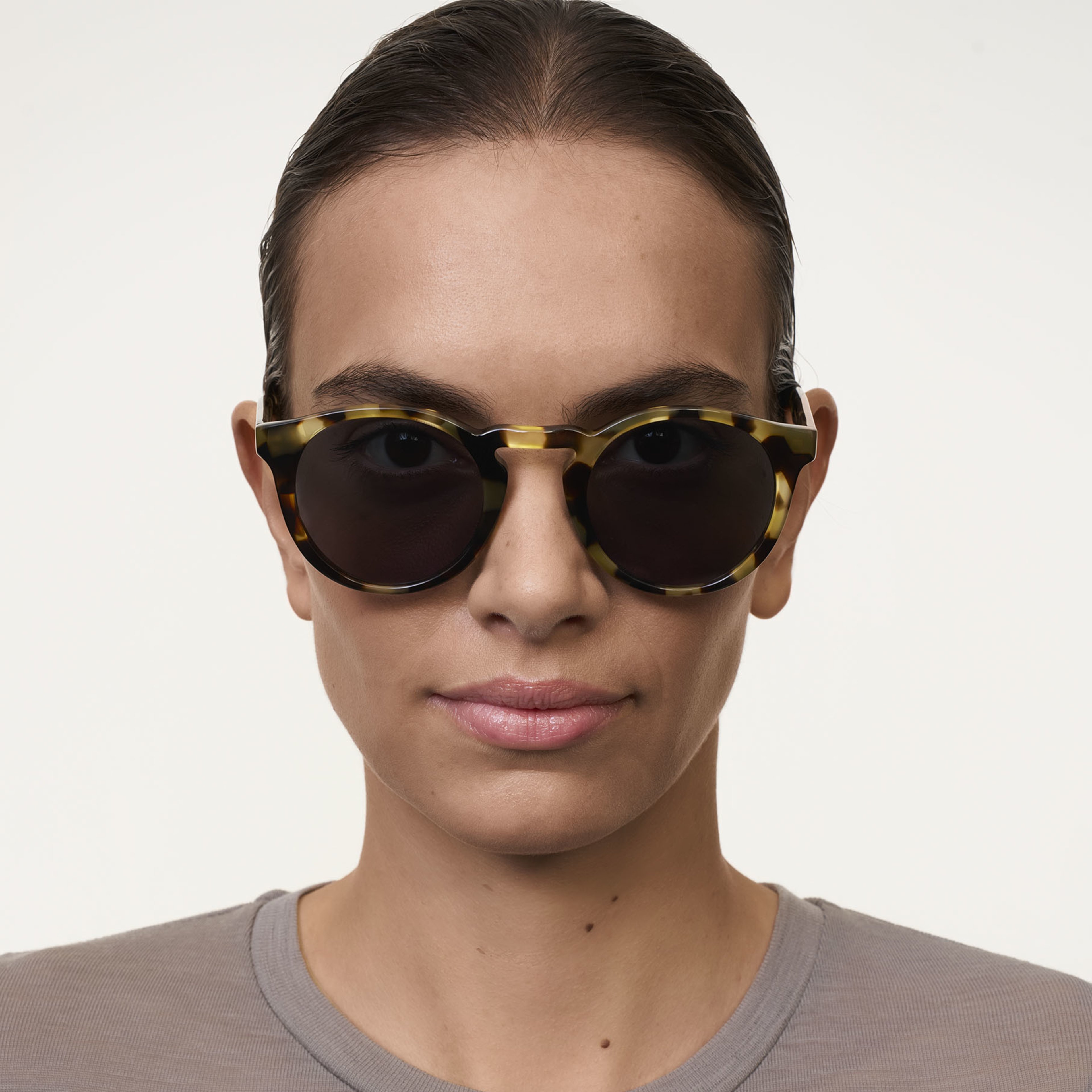 Ace & Tate Solaires | Ronde Acétate in Marron, Jaune