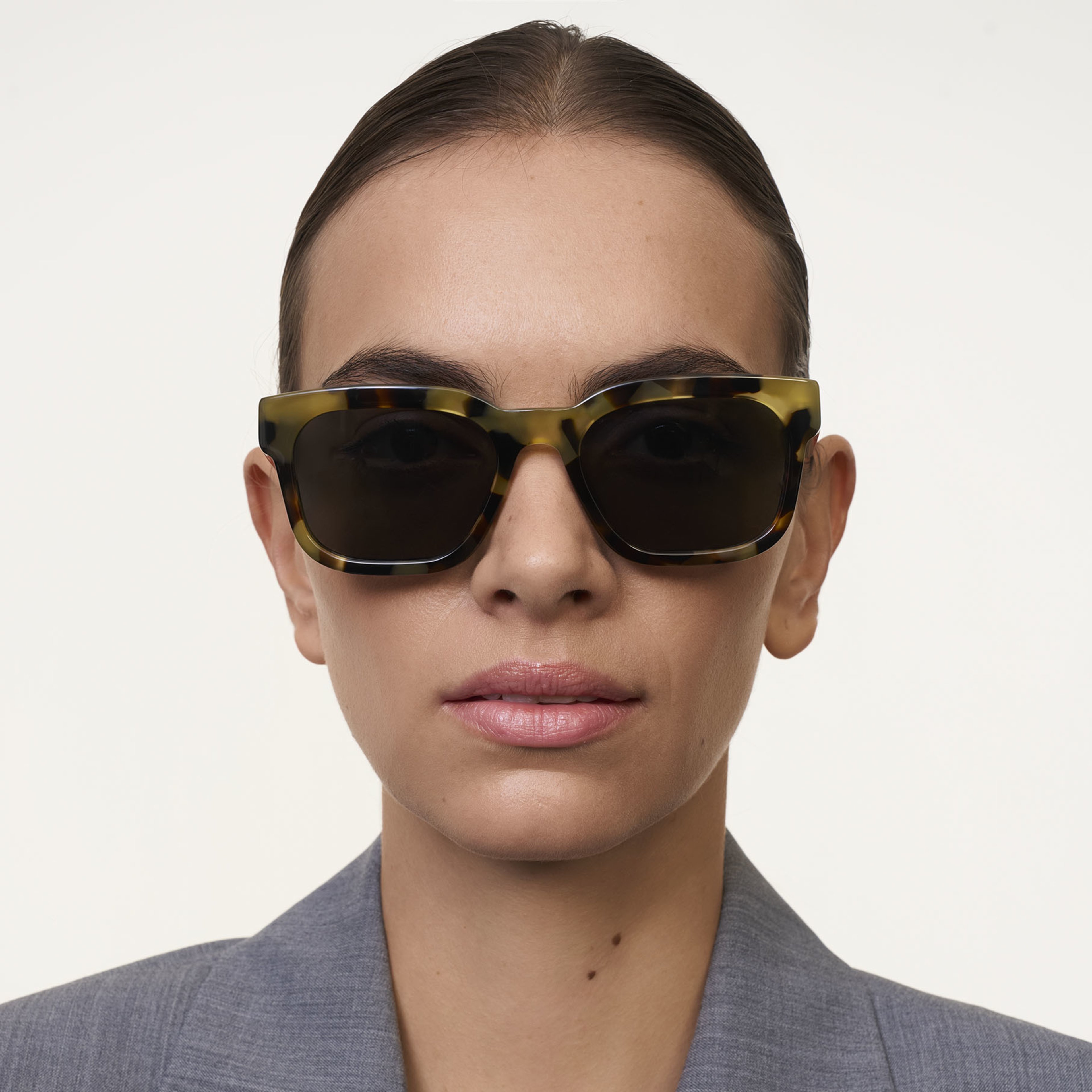 Ace & Tate Sunglasses | Rectangle Acetate in Brown, Yellow