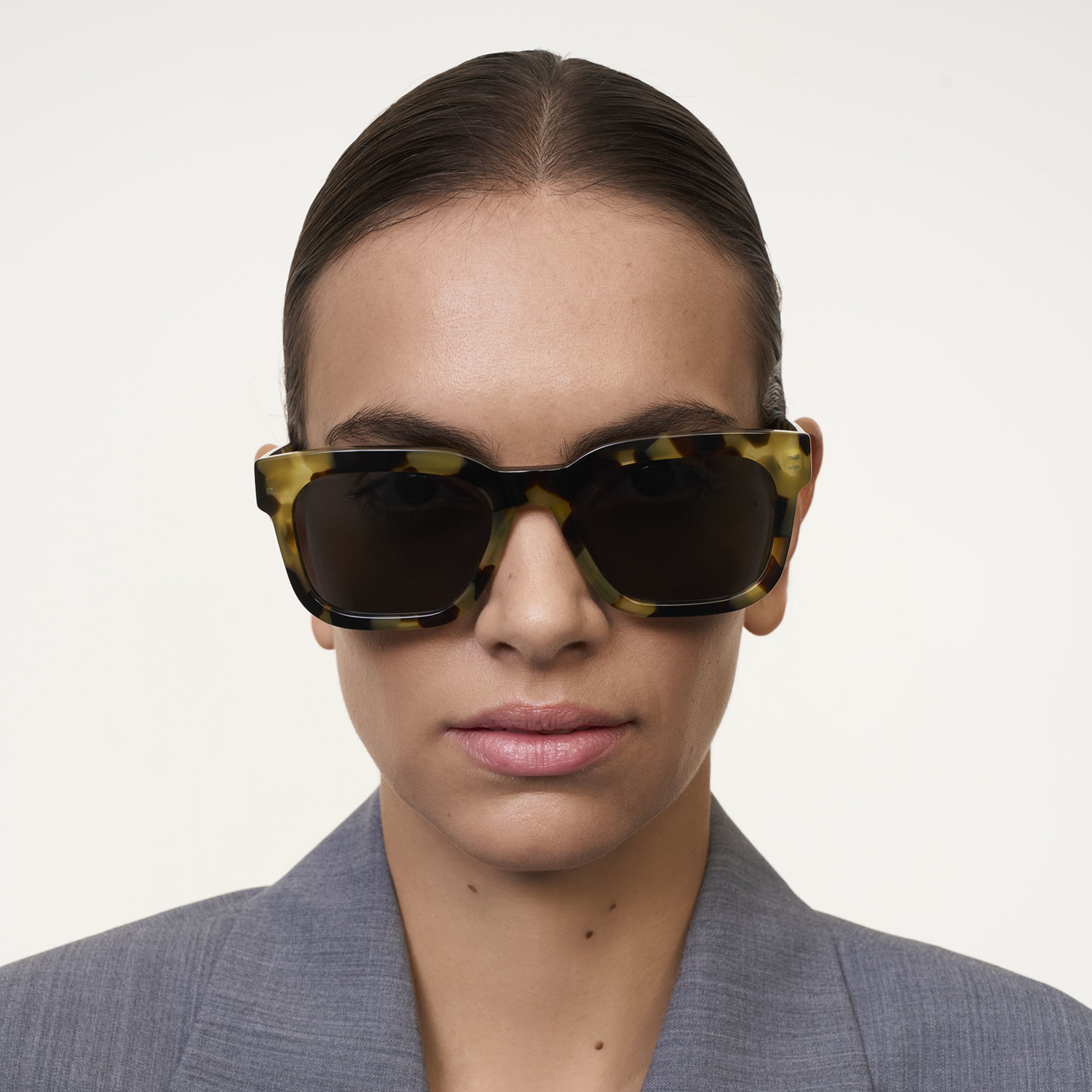 Ace & Tate Sunglasses | Rectangle Acetate in Brown, Yellow