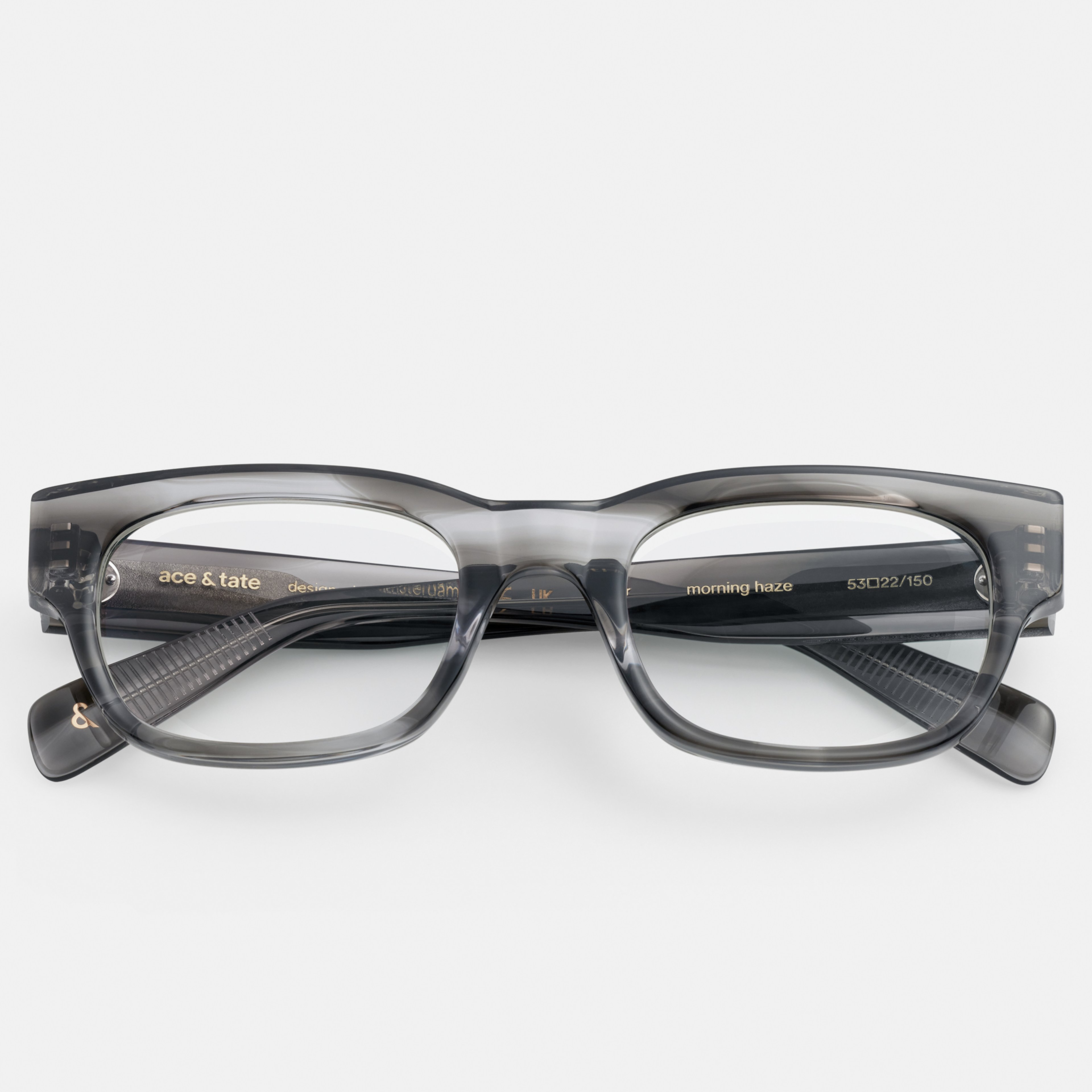 Ace & Tate Glasses | Rectangle Acetate in Clear, Grey