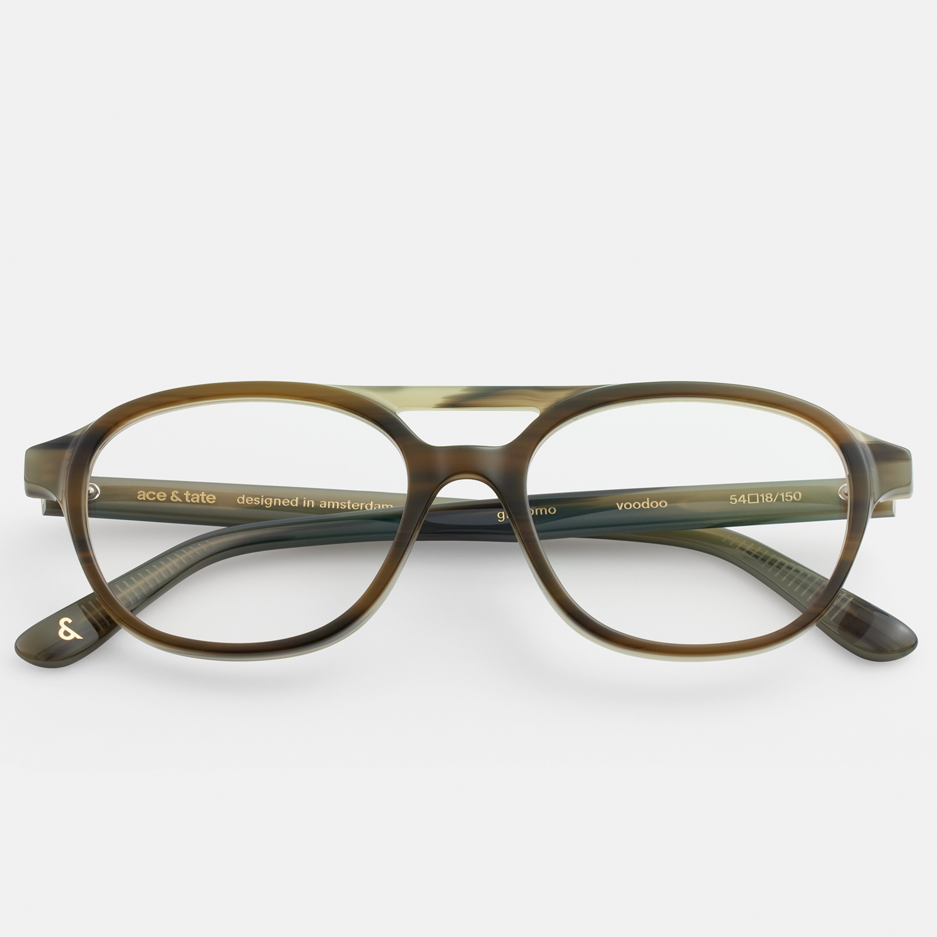 Ace & Tate Optiques | Ronde Acétate in Vert, Gris