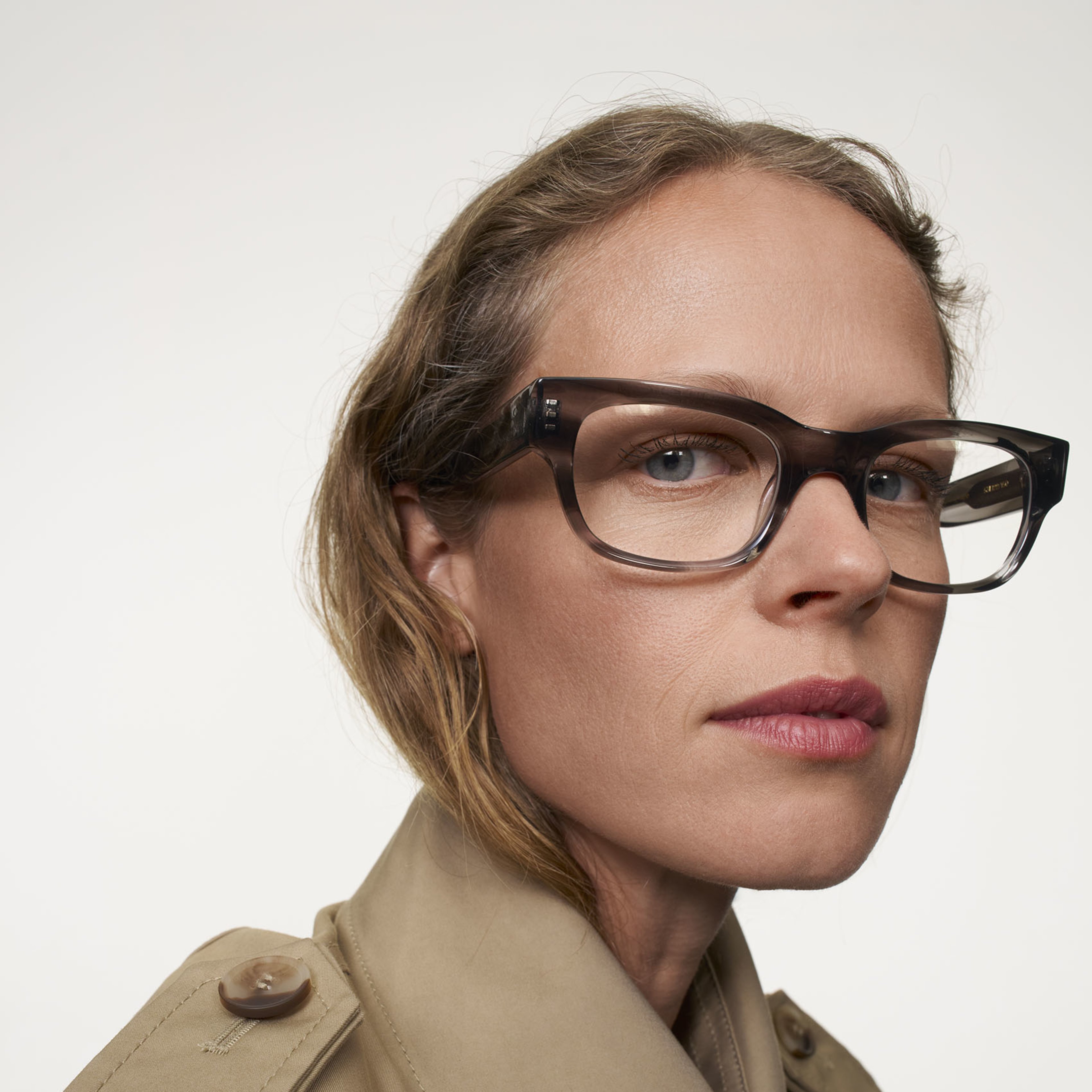 Ace & Tate Glasses | Rectangle Acetate in Clear, Grey
