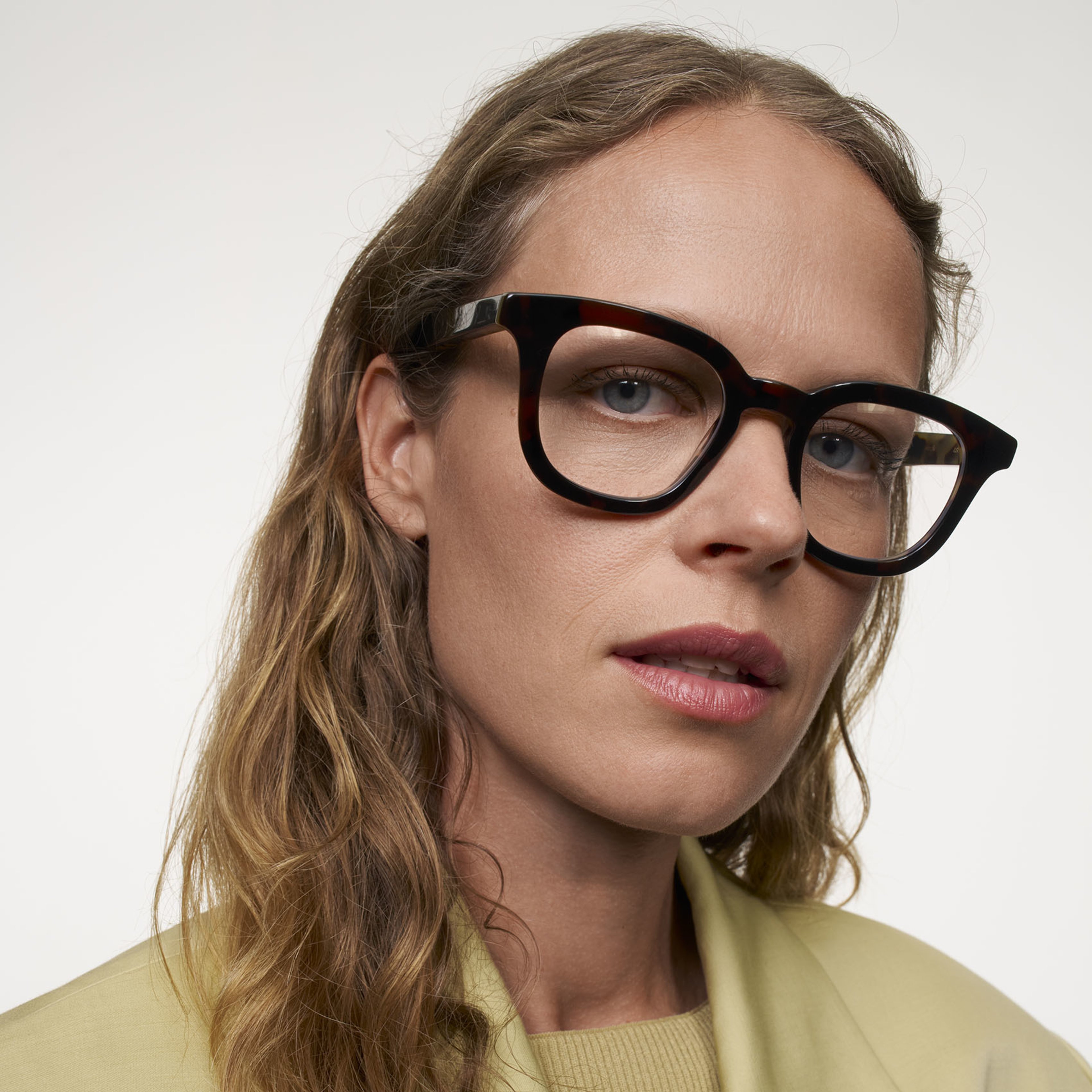 Ace & Tate Gafas | Cuadrada Acetato in Beige, Negro, Marrón, Amarillo