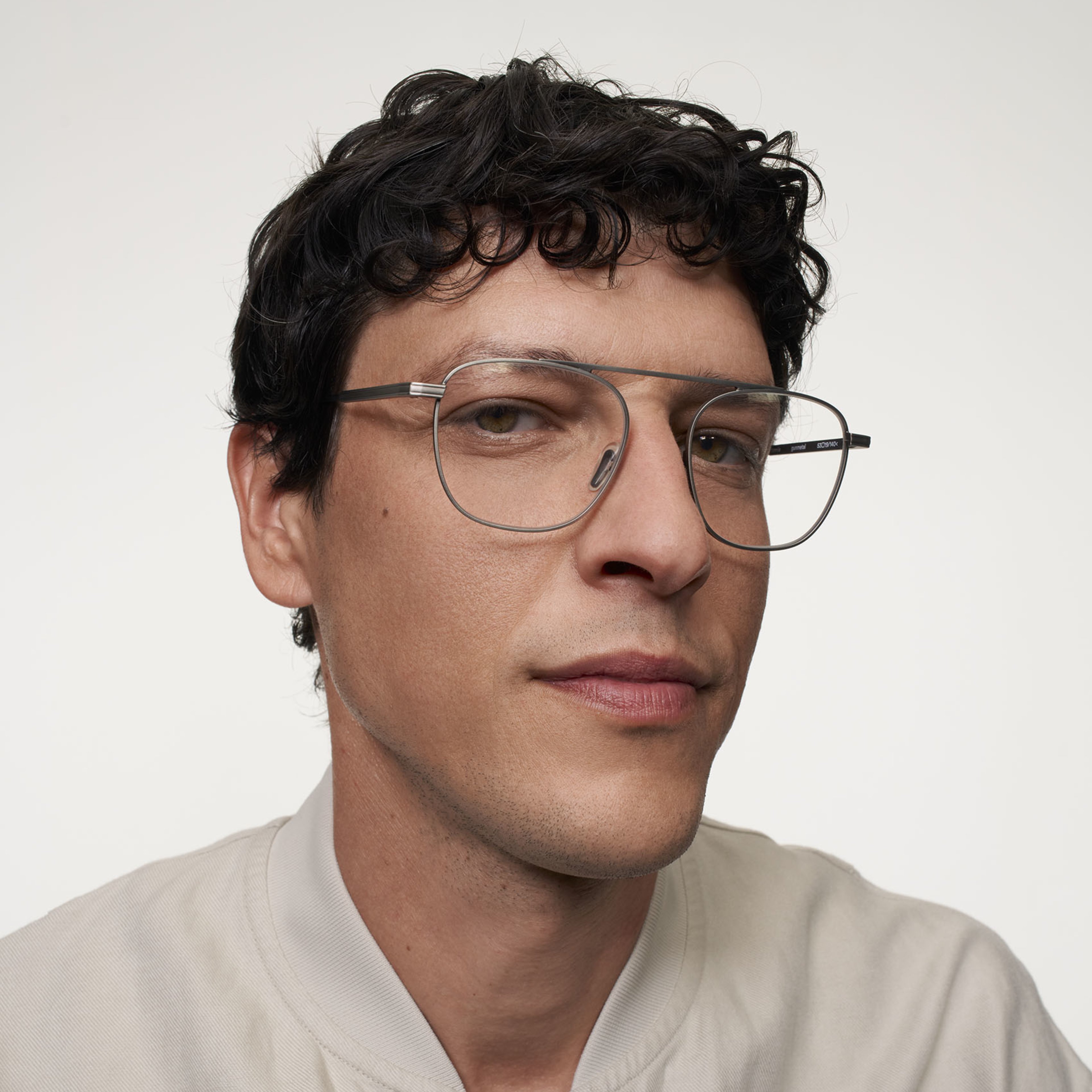 Ace & Tate Glasses | Square Metal in Grey
