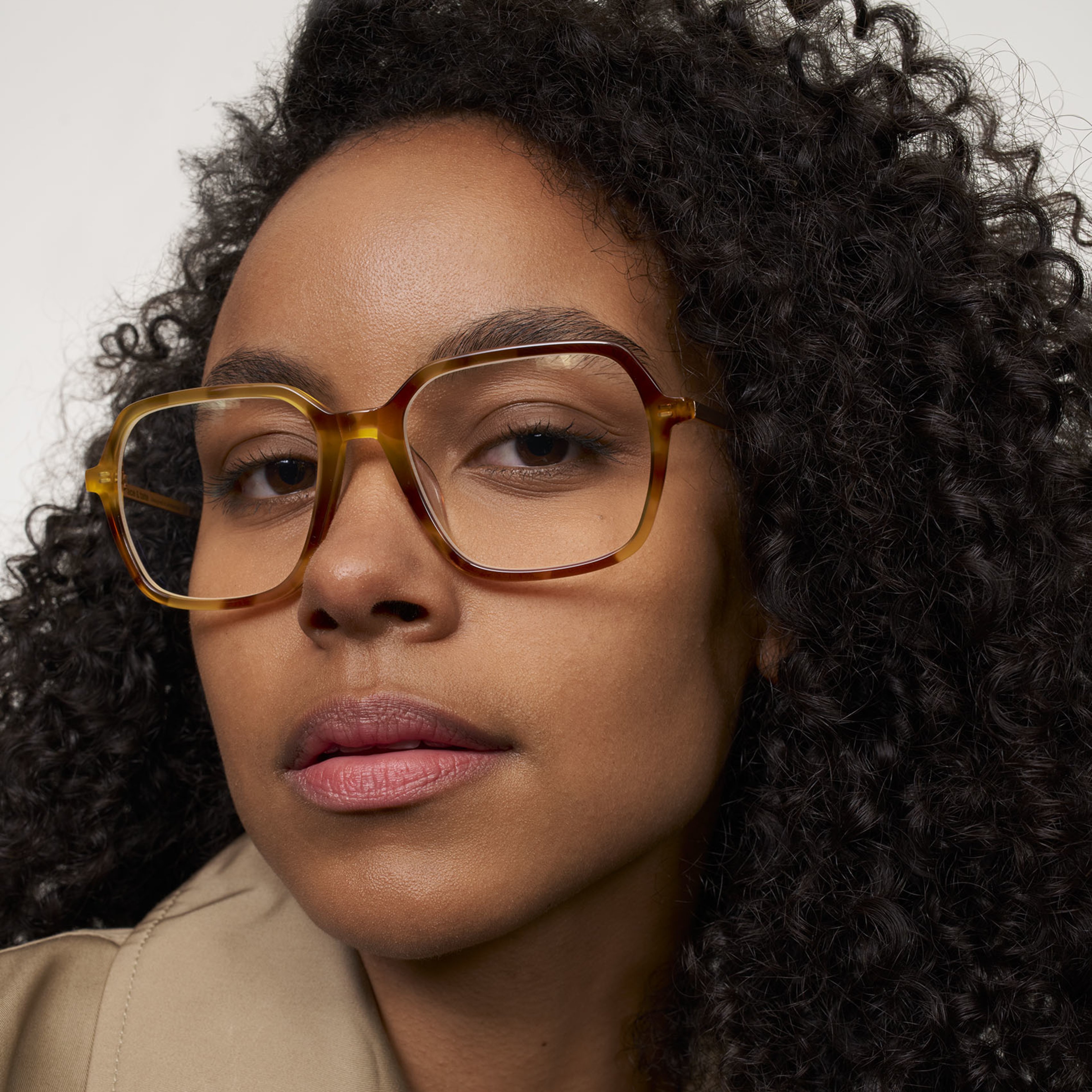 Ace & Tate Glasses | Square Combi in Beige, Brown, Yellow