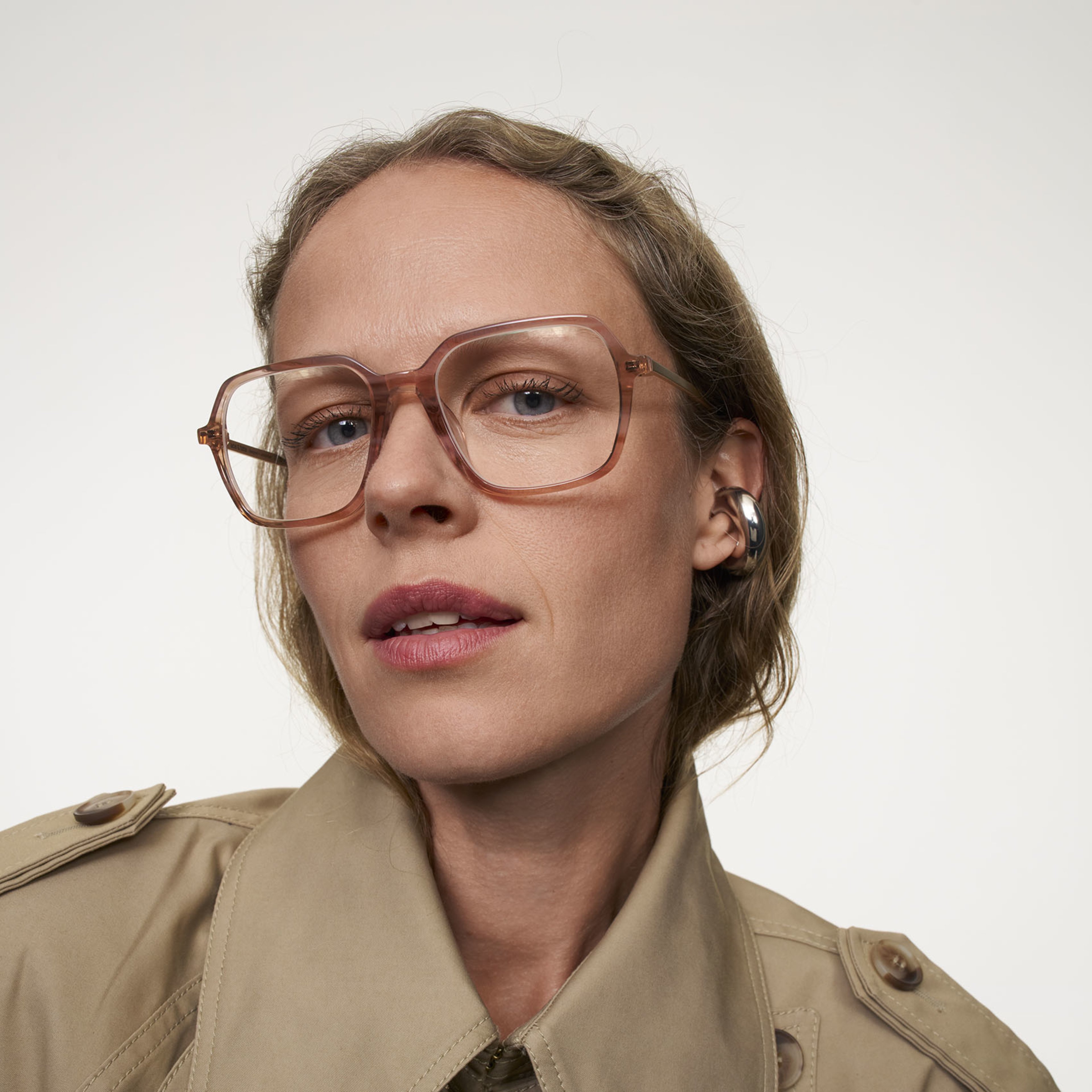 Ace & Tate Glasses | Square Combi in Beige, Orange