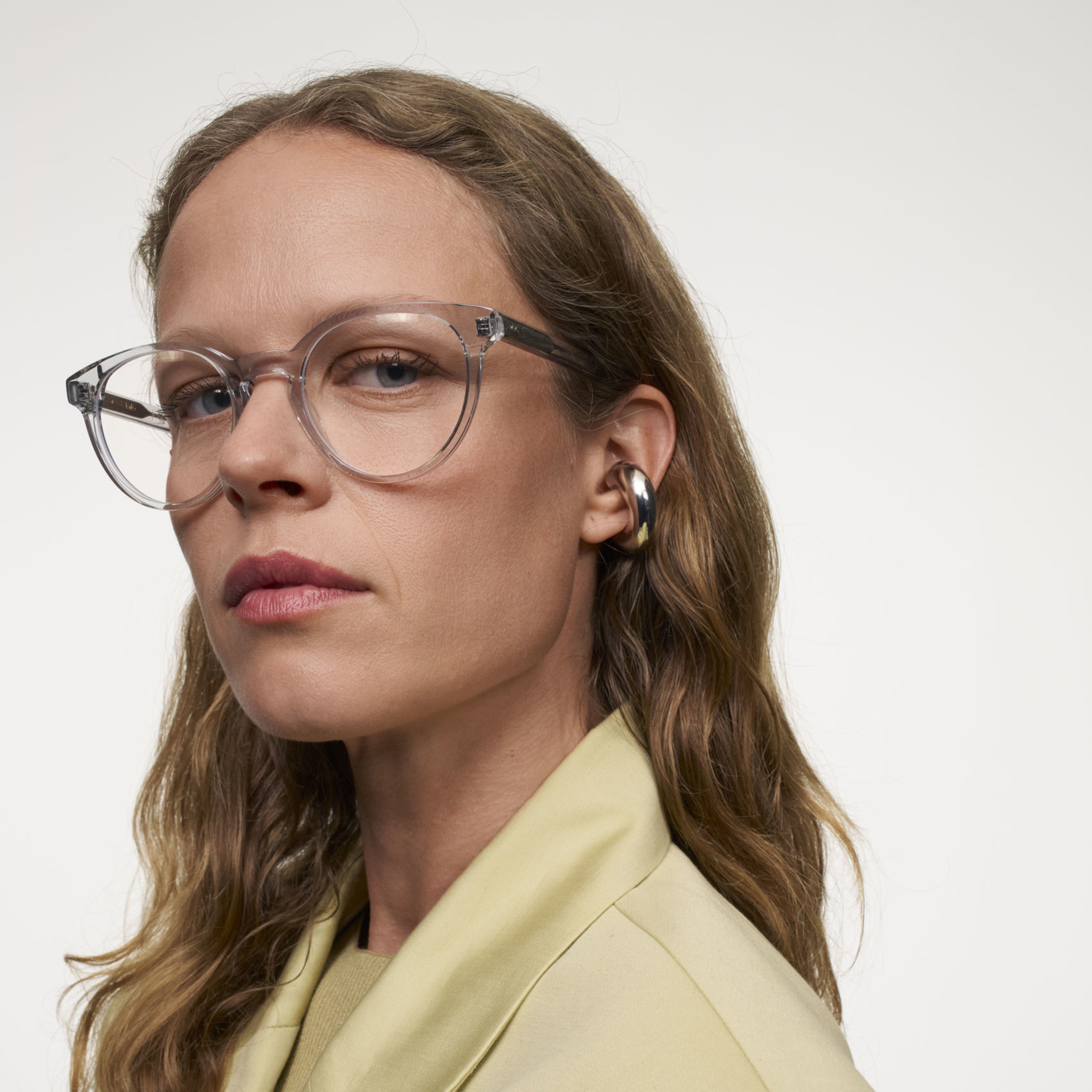 Ace & Tate Glasses | Round Acetate in Clear, Grey