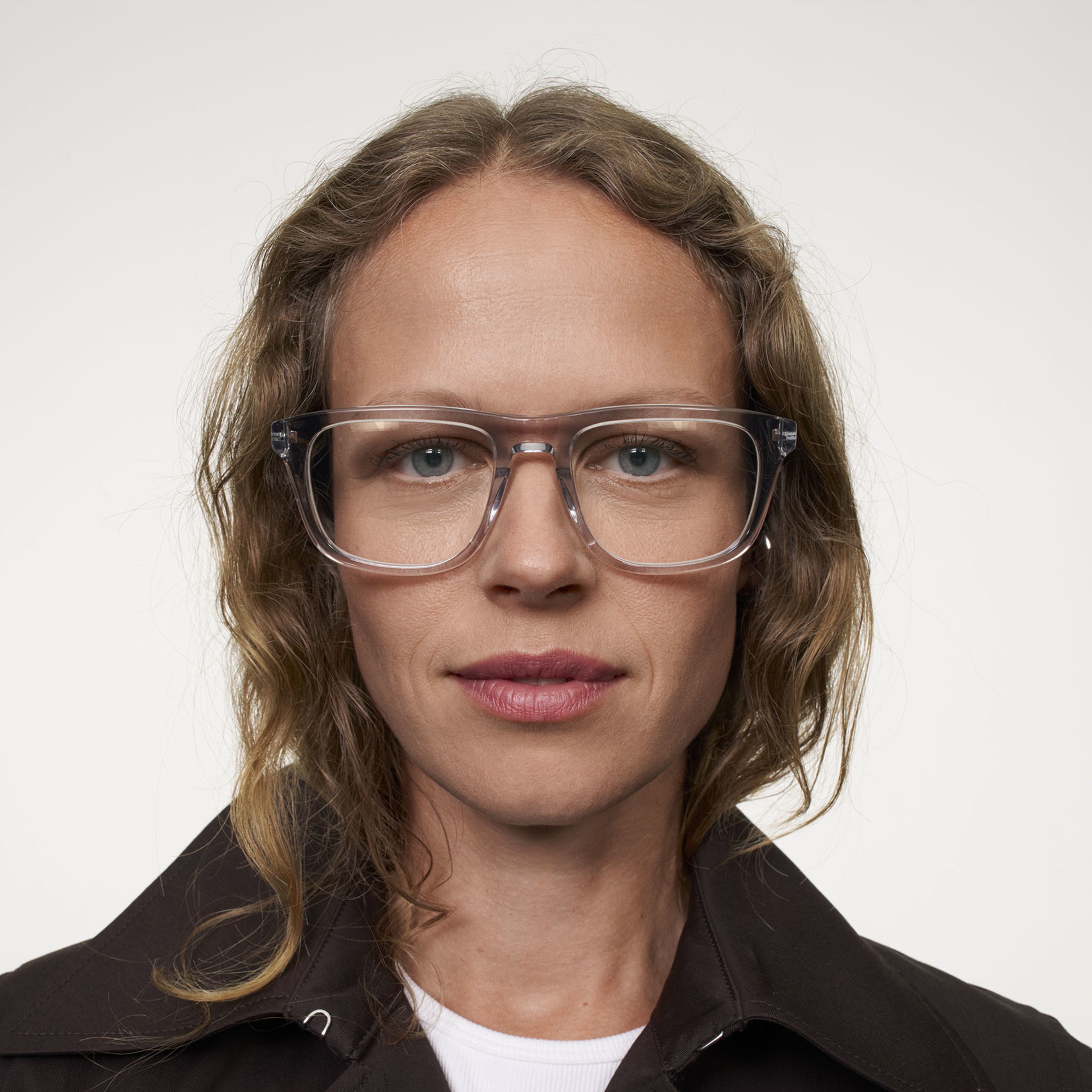 Ace & Tate Glasses | Rectangle Acetate in Clear, Grey