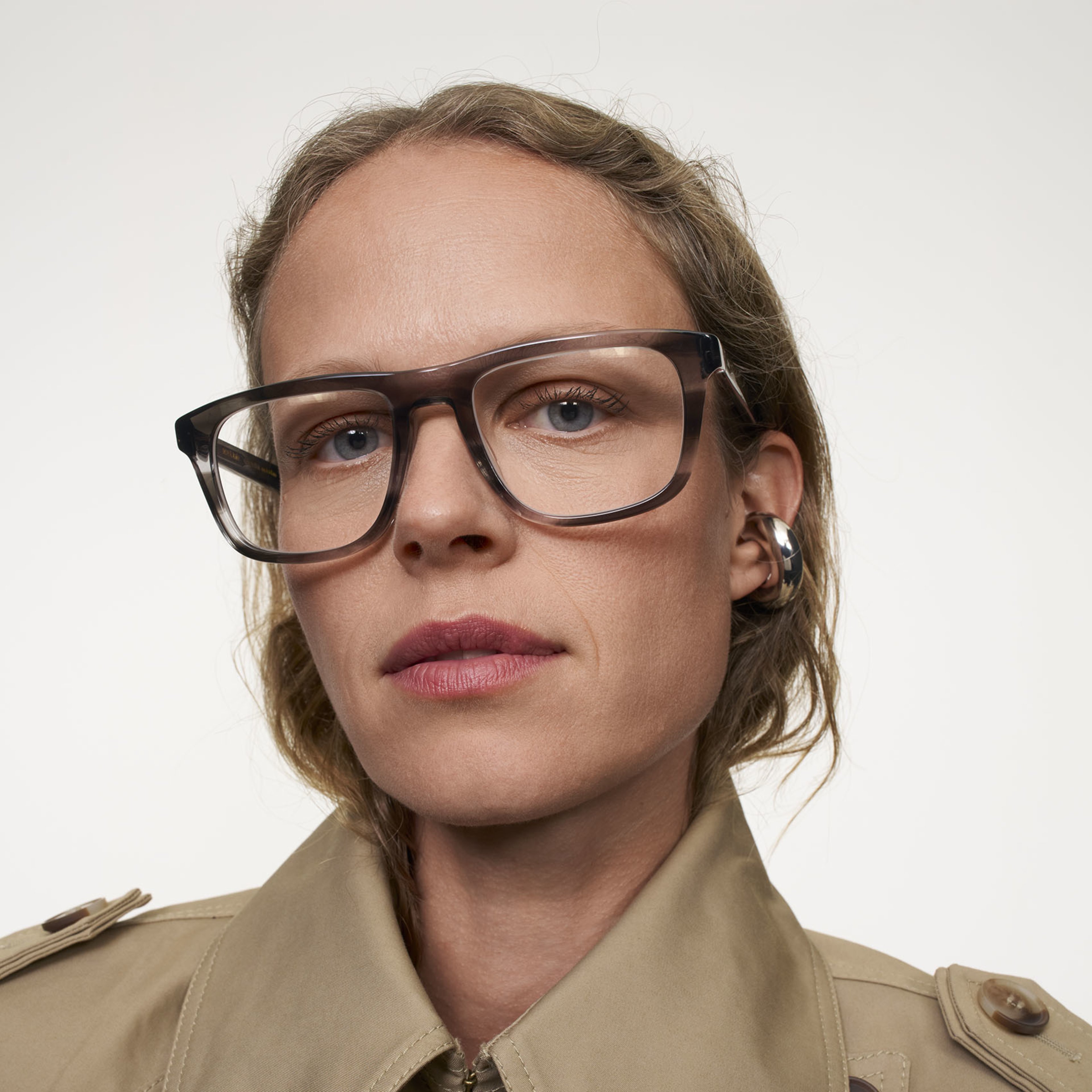 Ace & Tate Glasses | Rectangle Acetate in Clear, Grey