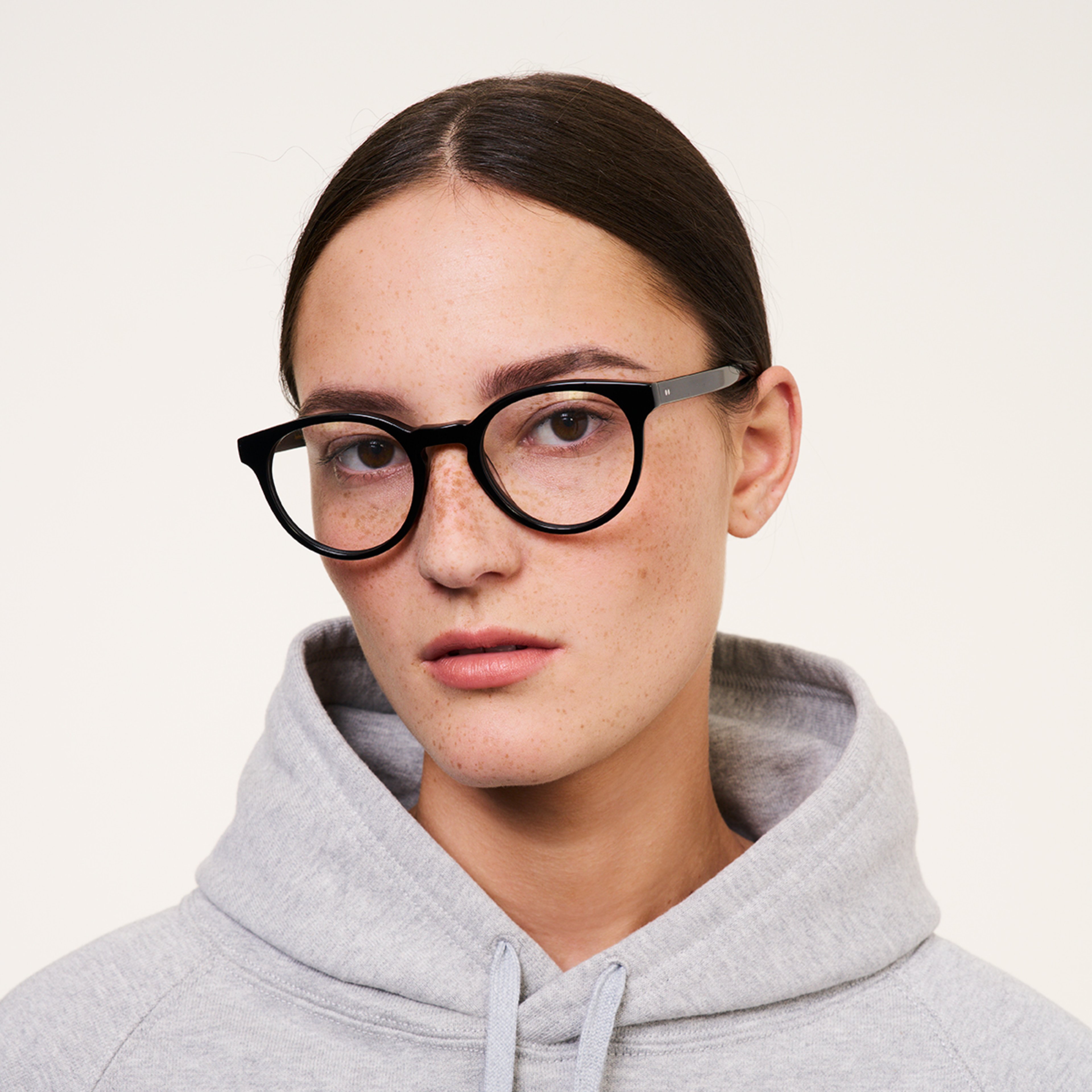 Ace & Tate Glasses | Round Acetate in Black