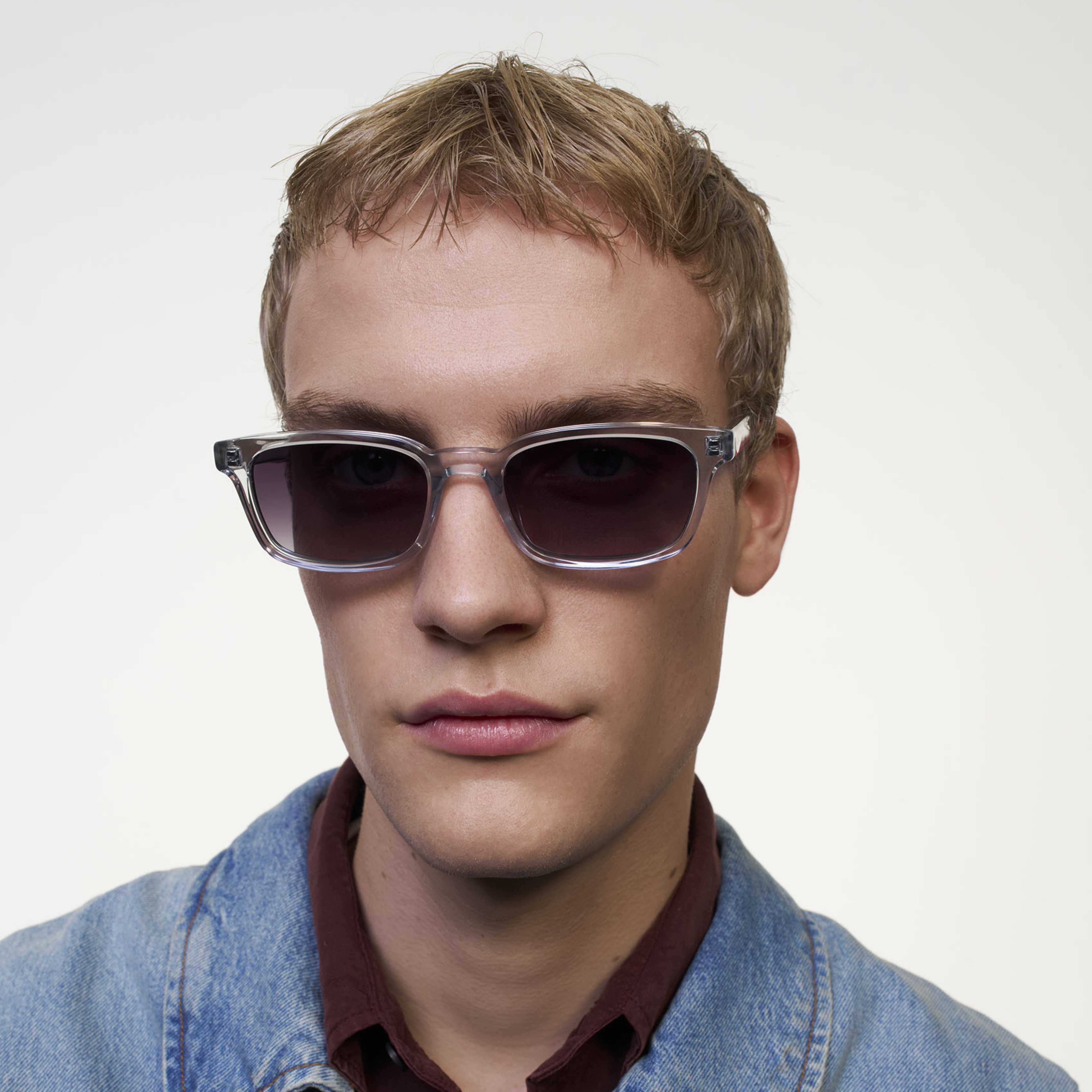 Ace & Tate Sunglasses | Square Acetate in Clear, Grey