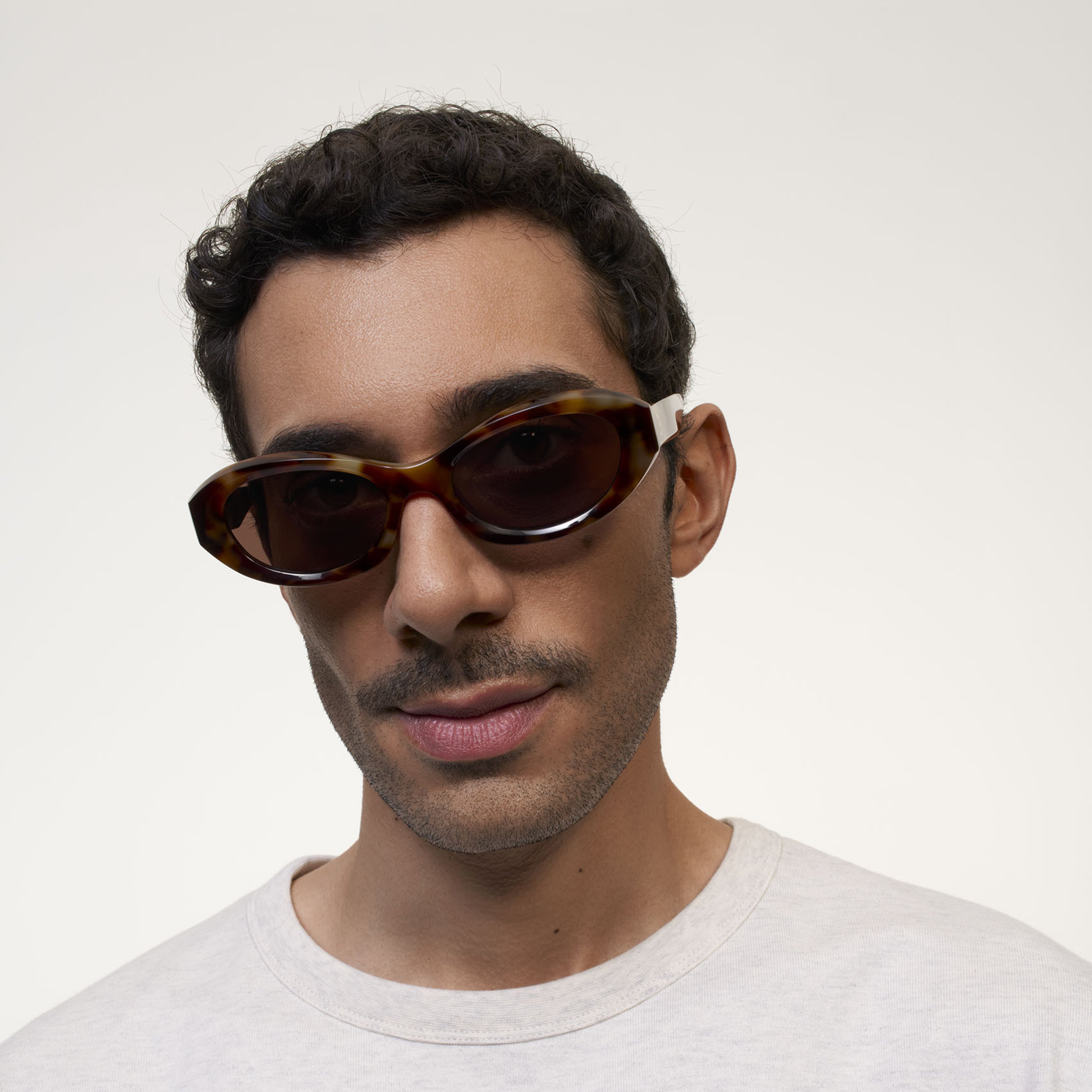 Ace & Tate Sunglasses | Oval Acetate in Brown, Yellow