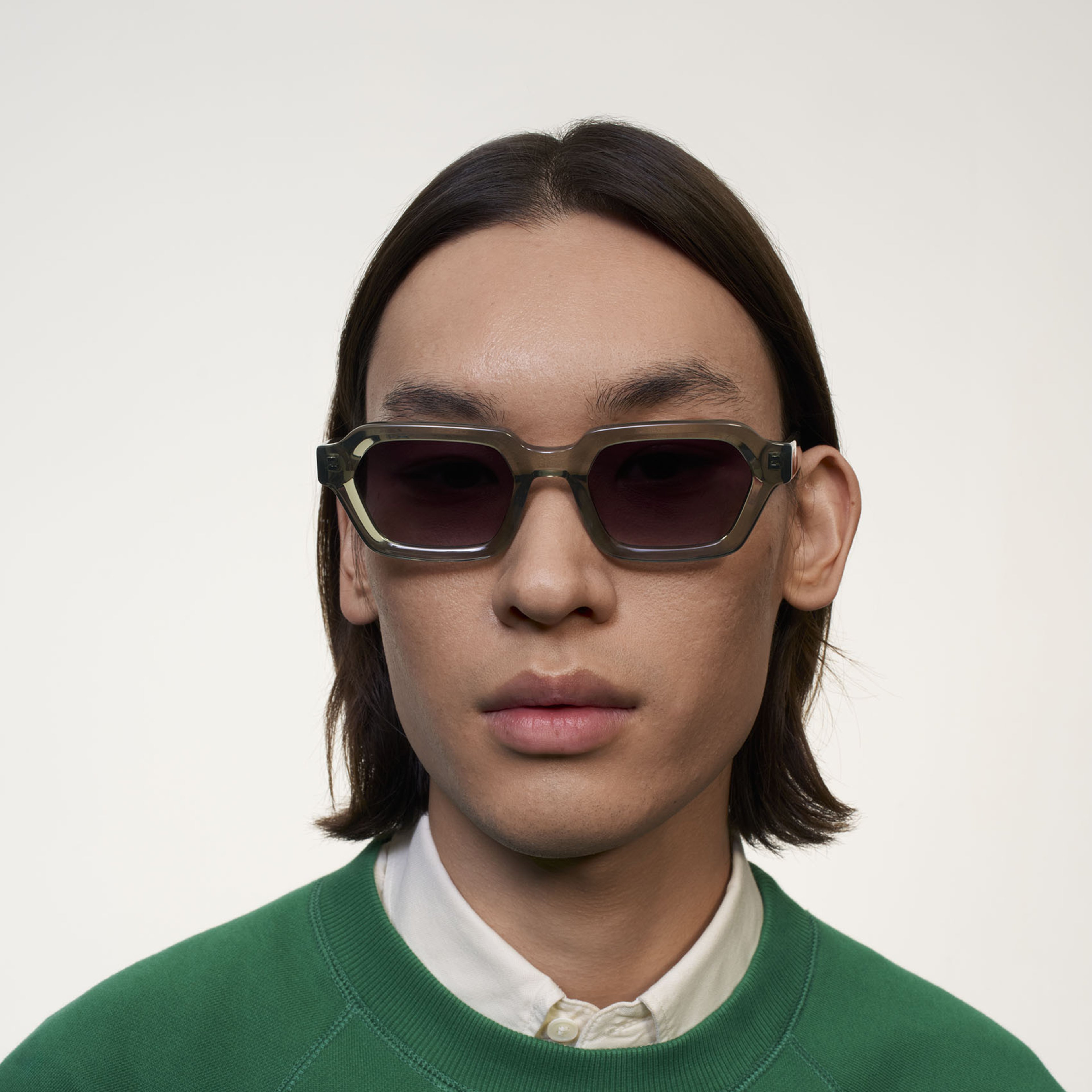 Ace & Tate Sunglasses | Rectangle Acetate in Blue, Transparent