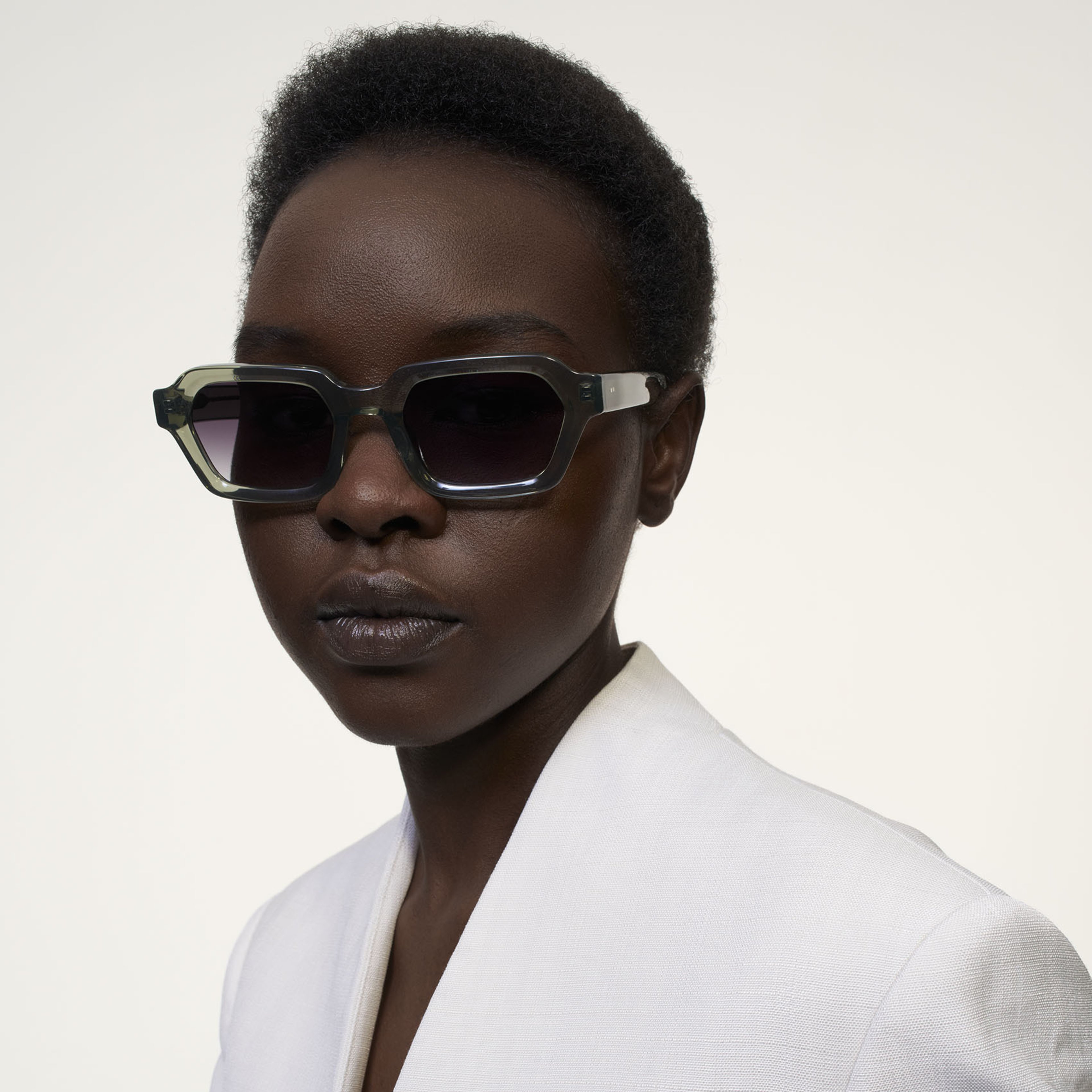 Ace & Tate Sunglasses | Rectangle Acetate in Blue, Transparent