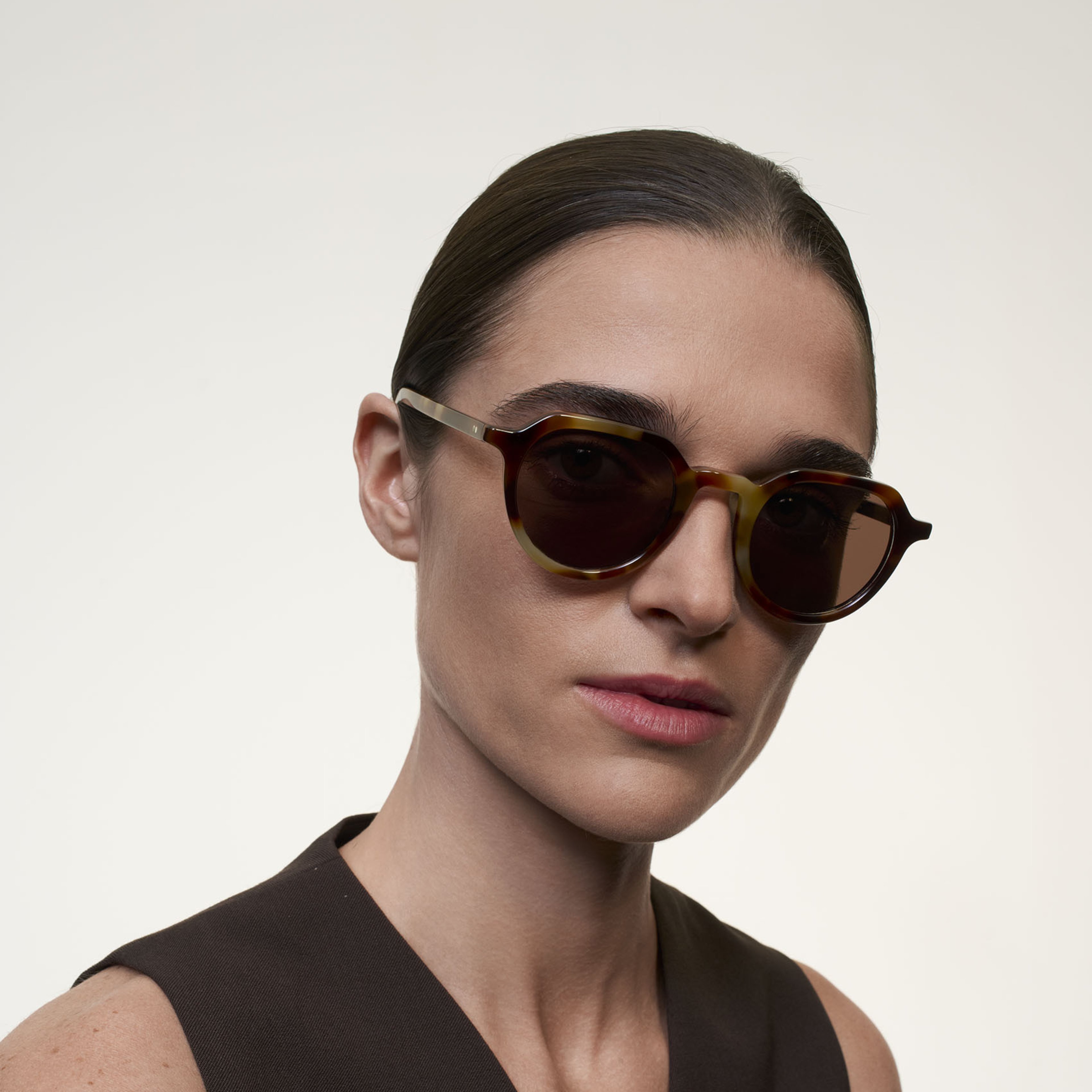 Ace & Tate Sonnenbrillen | Rund Acetat in Braun, Gelb