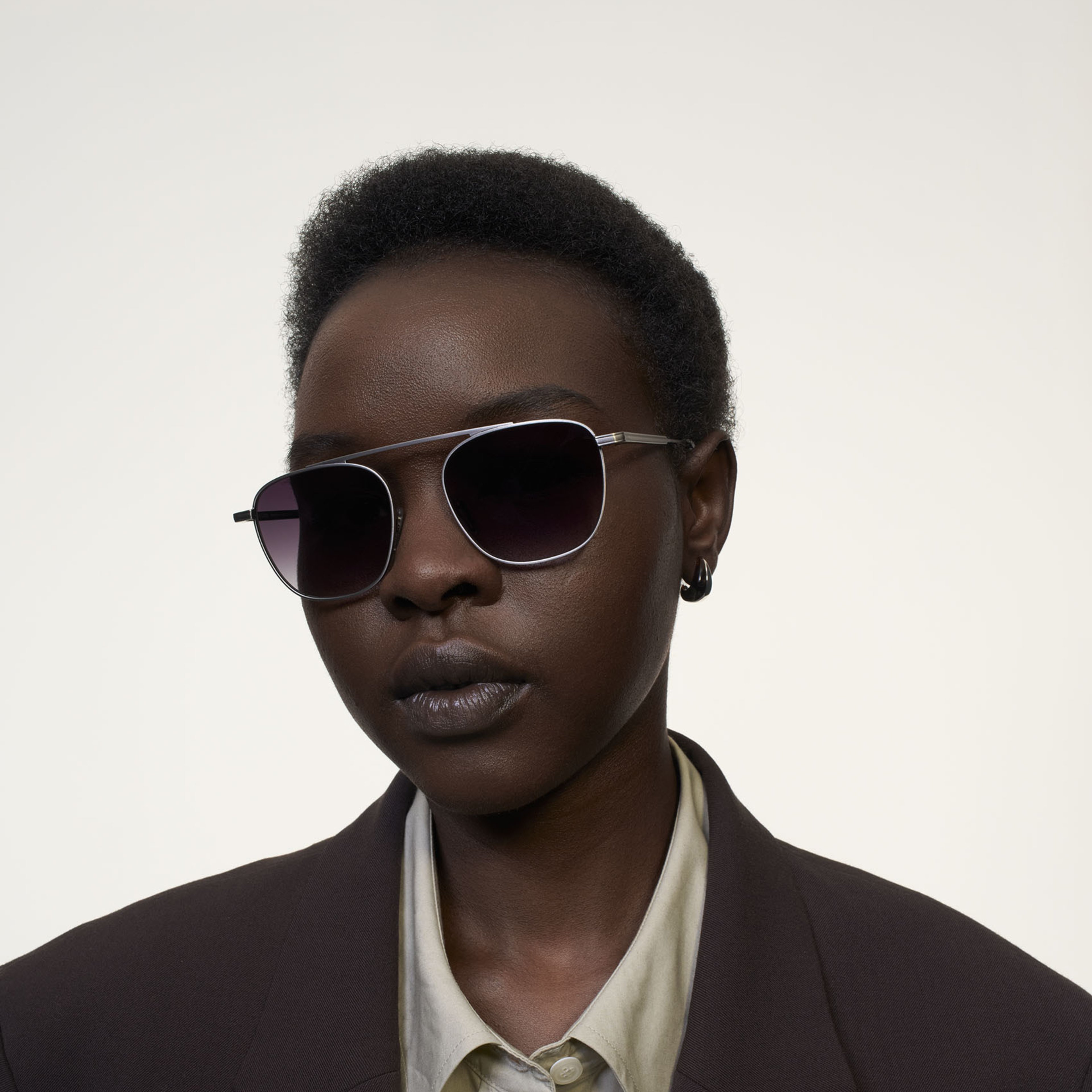 Ace & Tate Zonnebrillen | Vierkant Metaal in Grijs