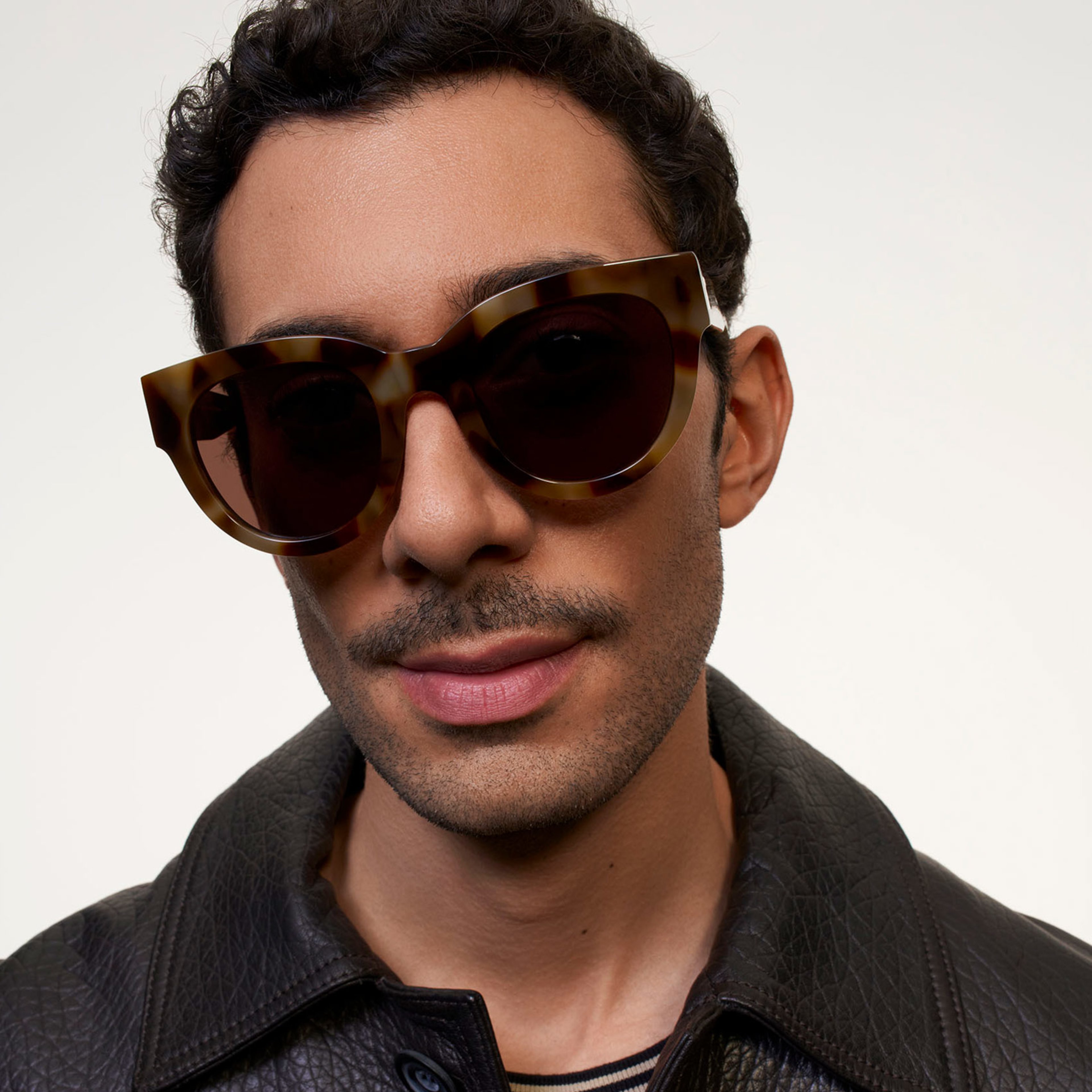 Ace & Tate Sunglasses | Round Acetate in Brown, Yellow