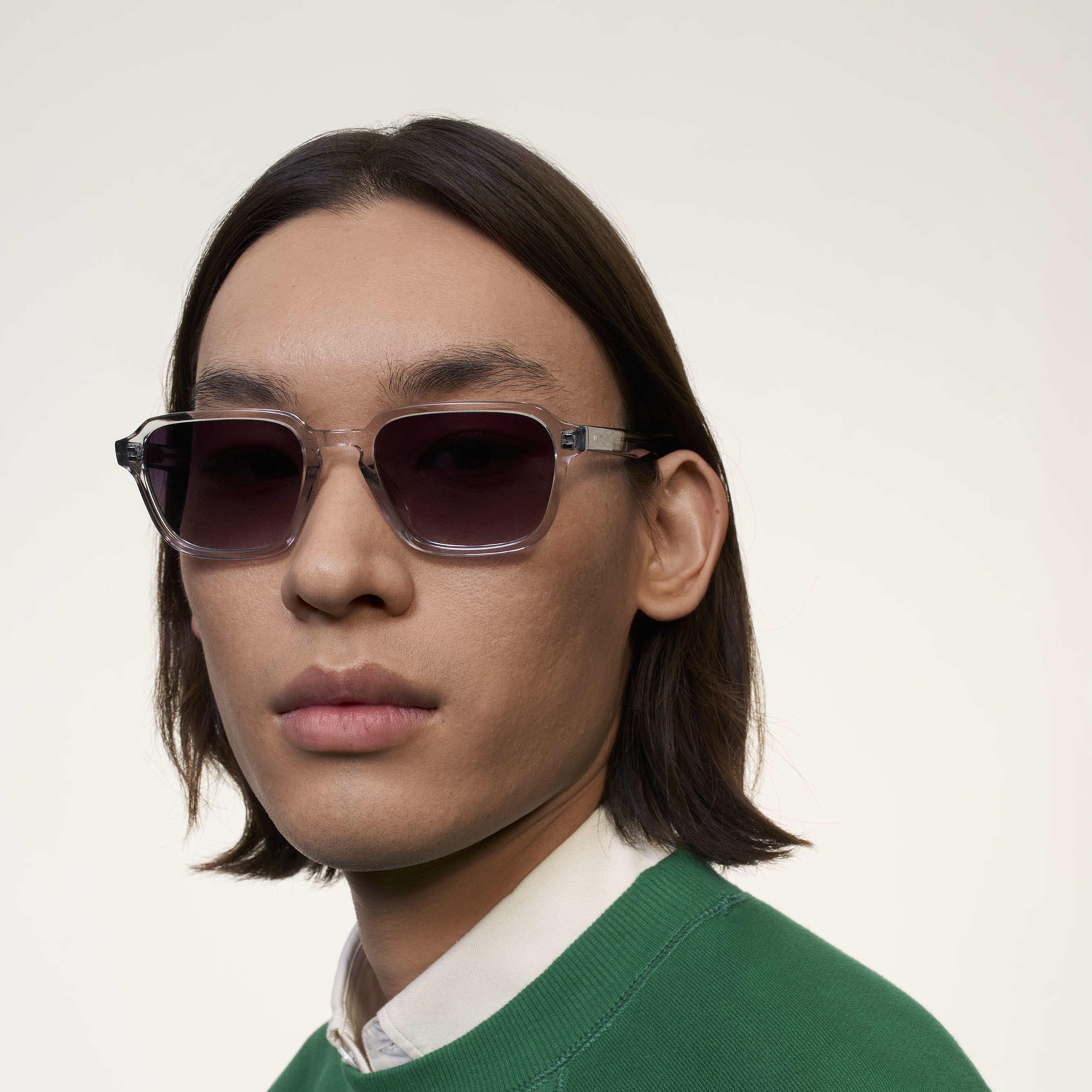 Ace & Tate Sonnenbrillen | Hexagonal Acetat in Transparent, Grau