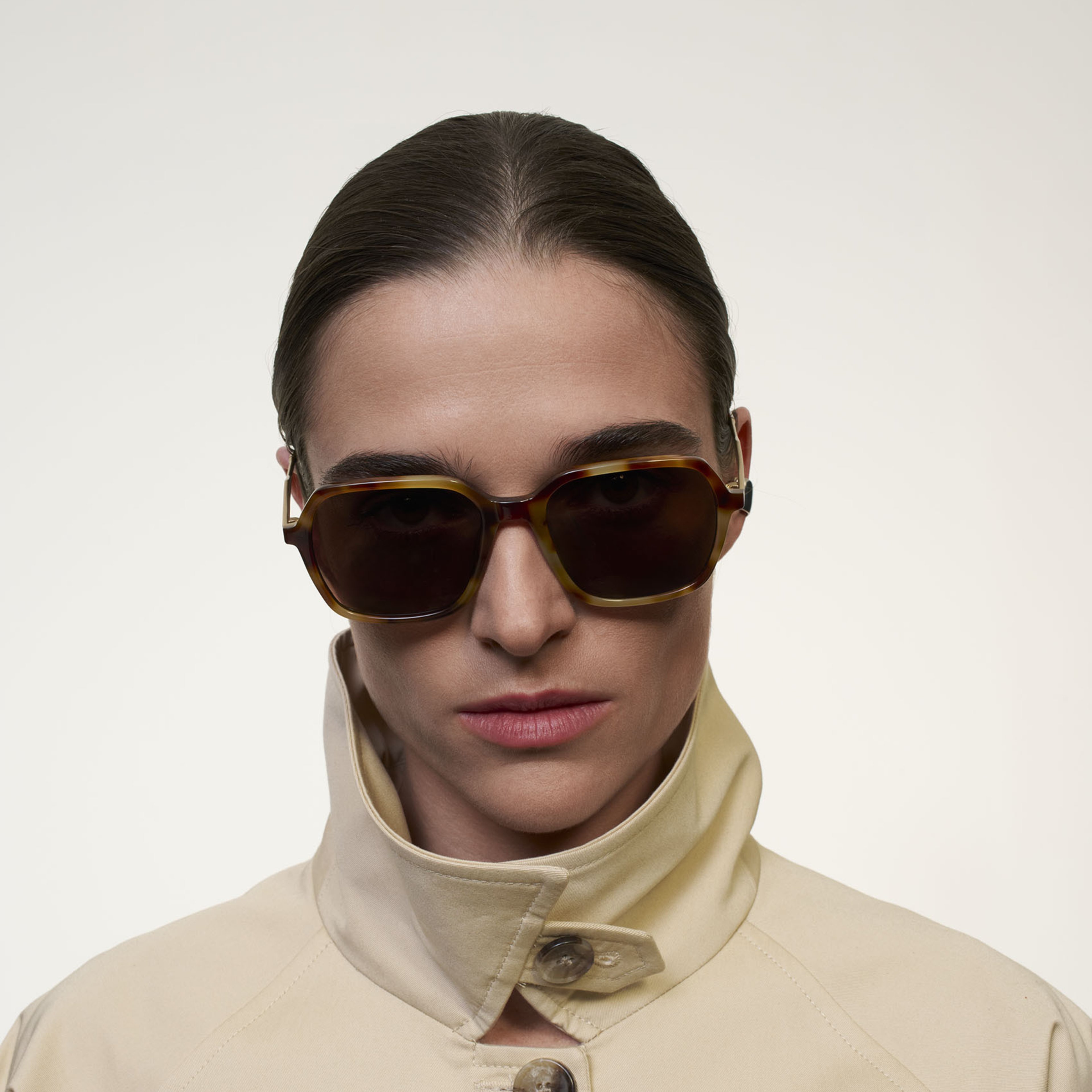 Ace & Tate Sonnenbrillen | Quadratisch Acetat in Braun, Gelb