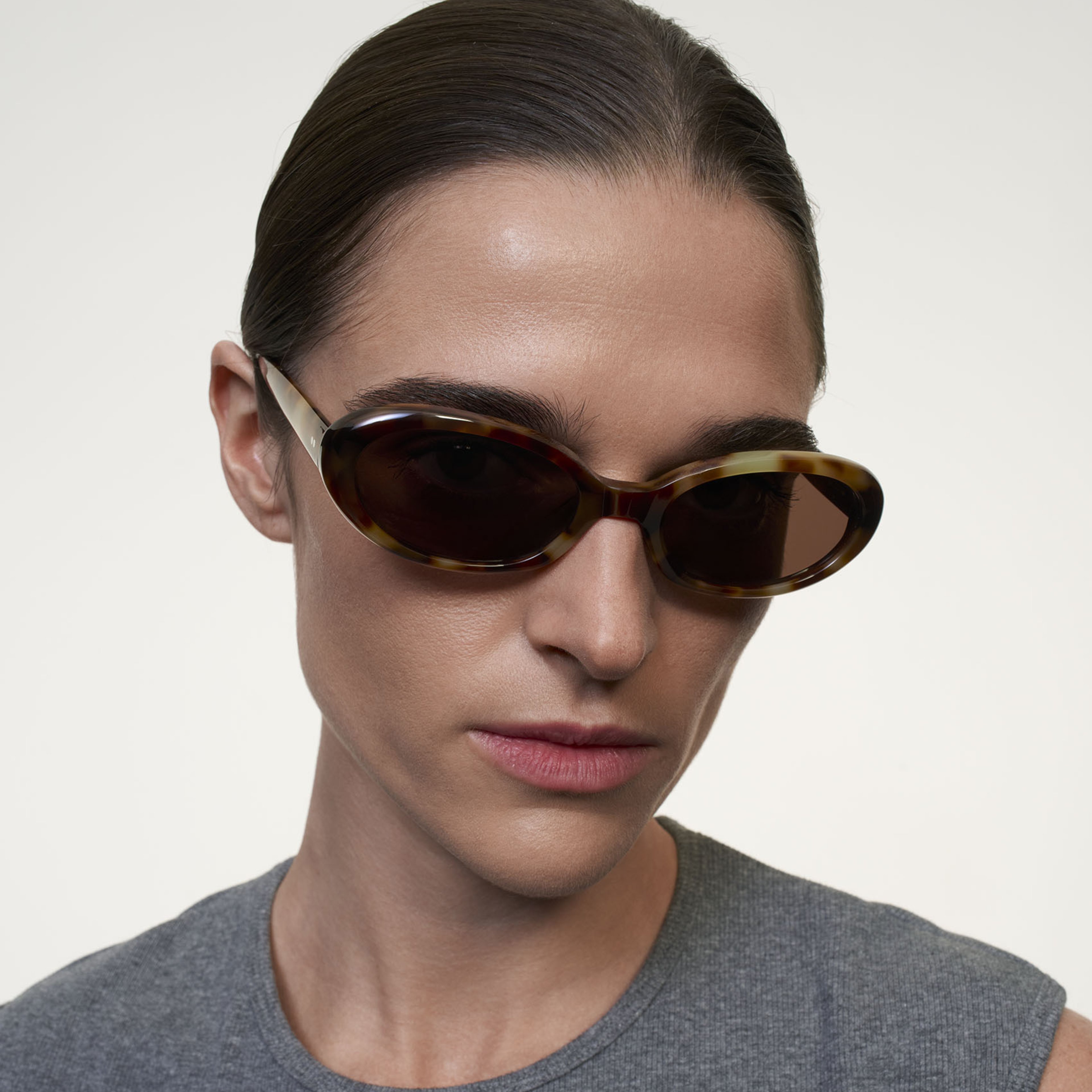 Ace & Tate Sunglasses | Oval Acetate in Brown, Yellow