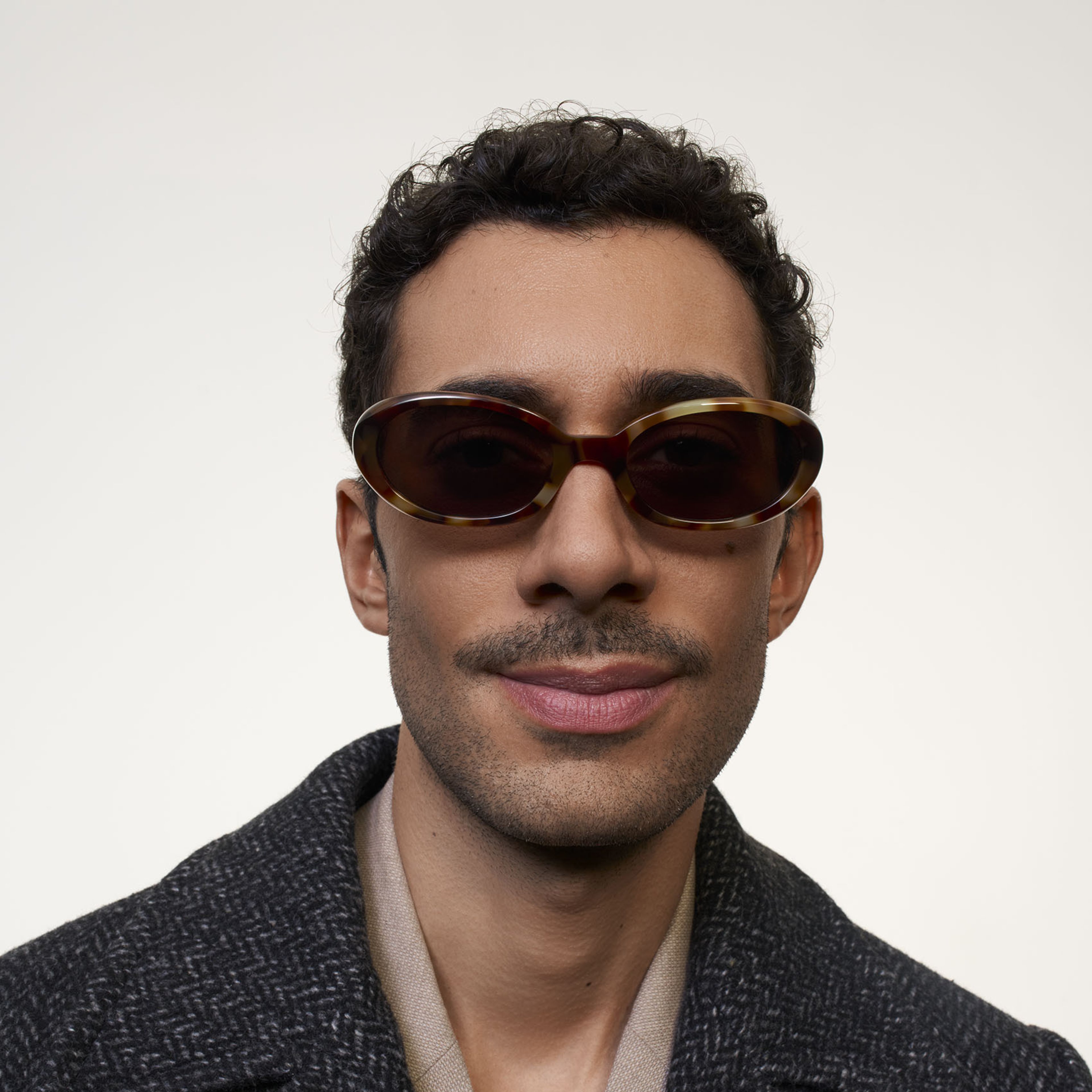 Ace & Tate Sunglasses | Oval Acetate in Brown, Yellow