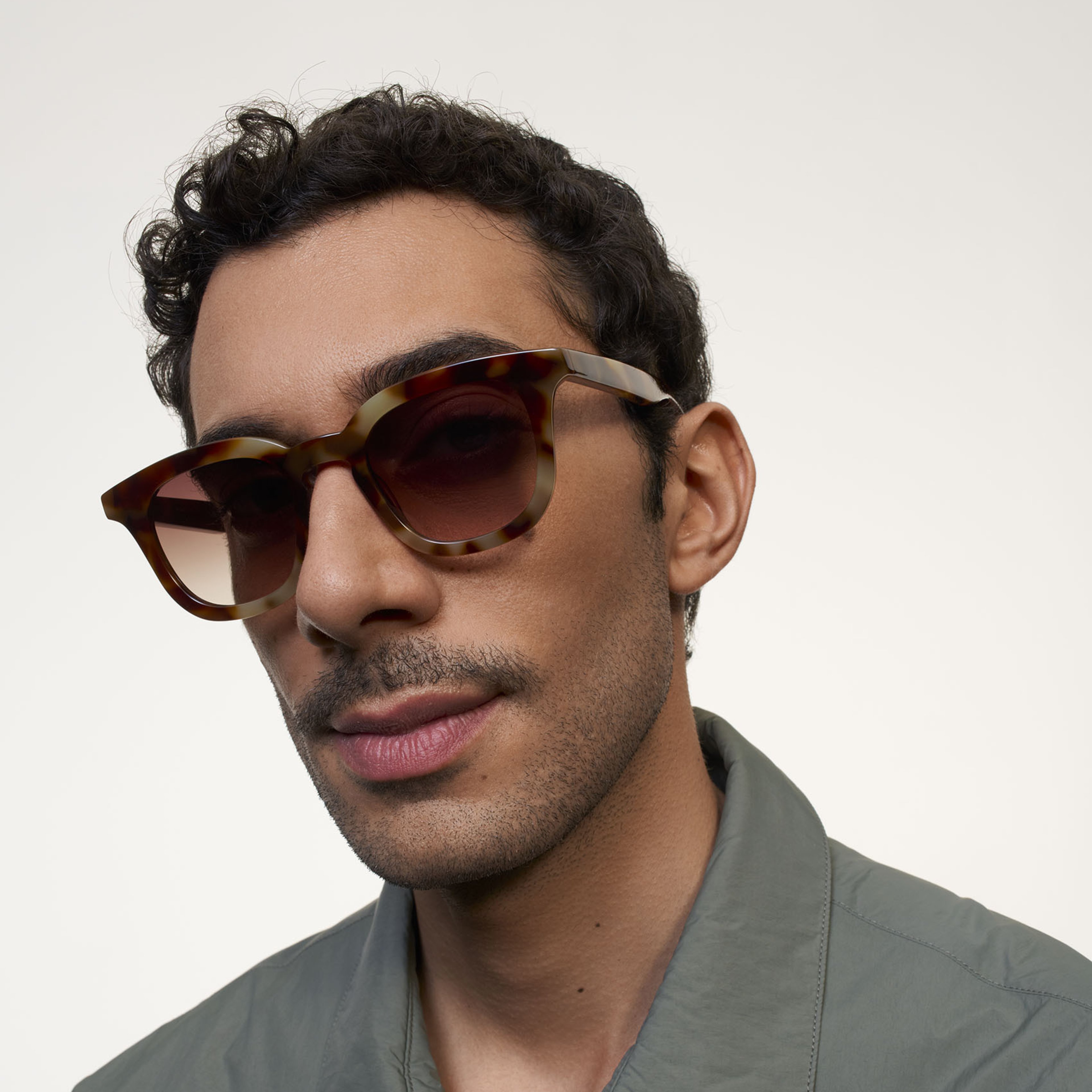 Ace & Tate Sunglasses | Square Acetate in Brown, Yellow