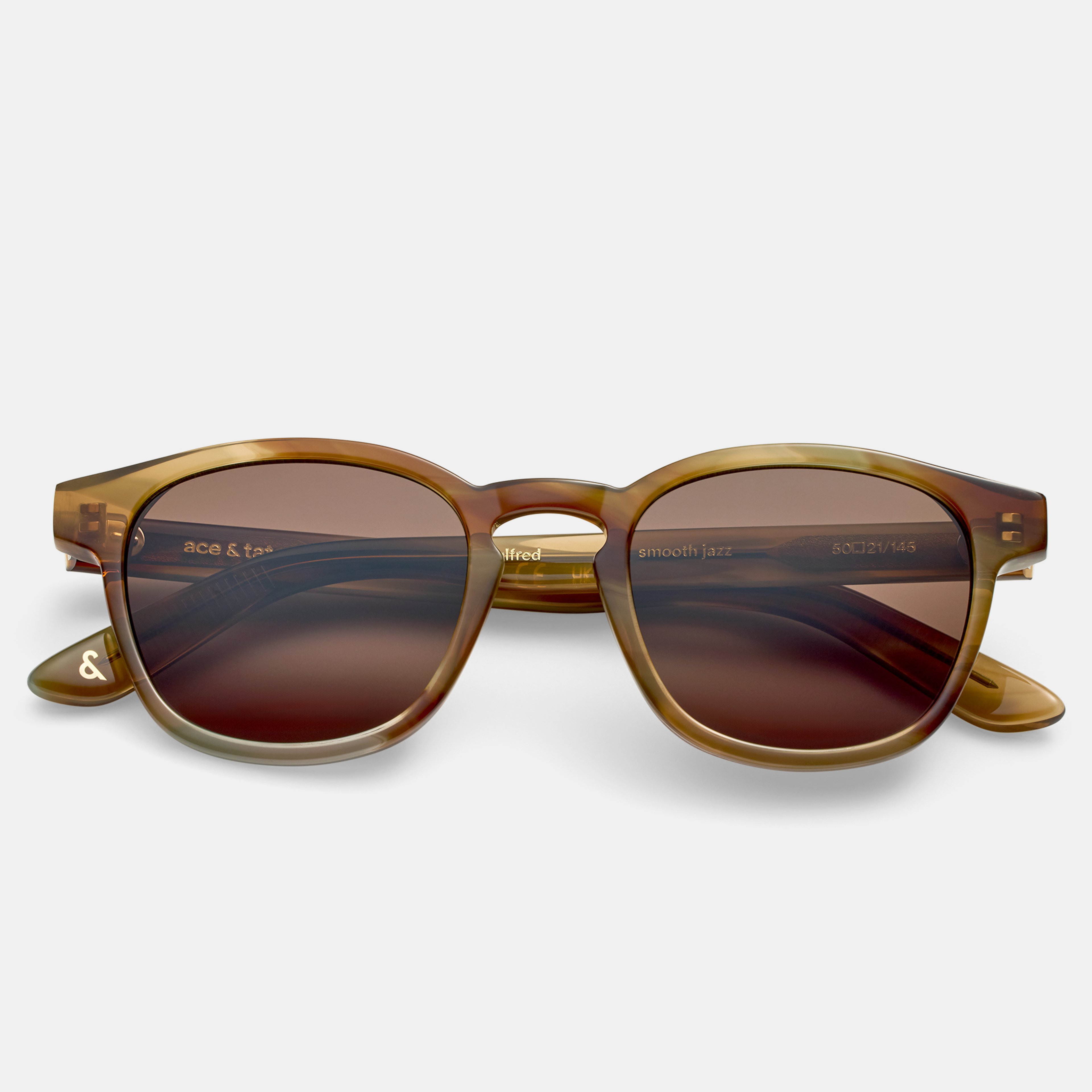 Ace & Tate Sonnenbrillen | Quadratisch Acetat in Orange, Gelb, Braun, Grün