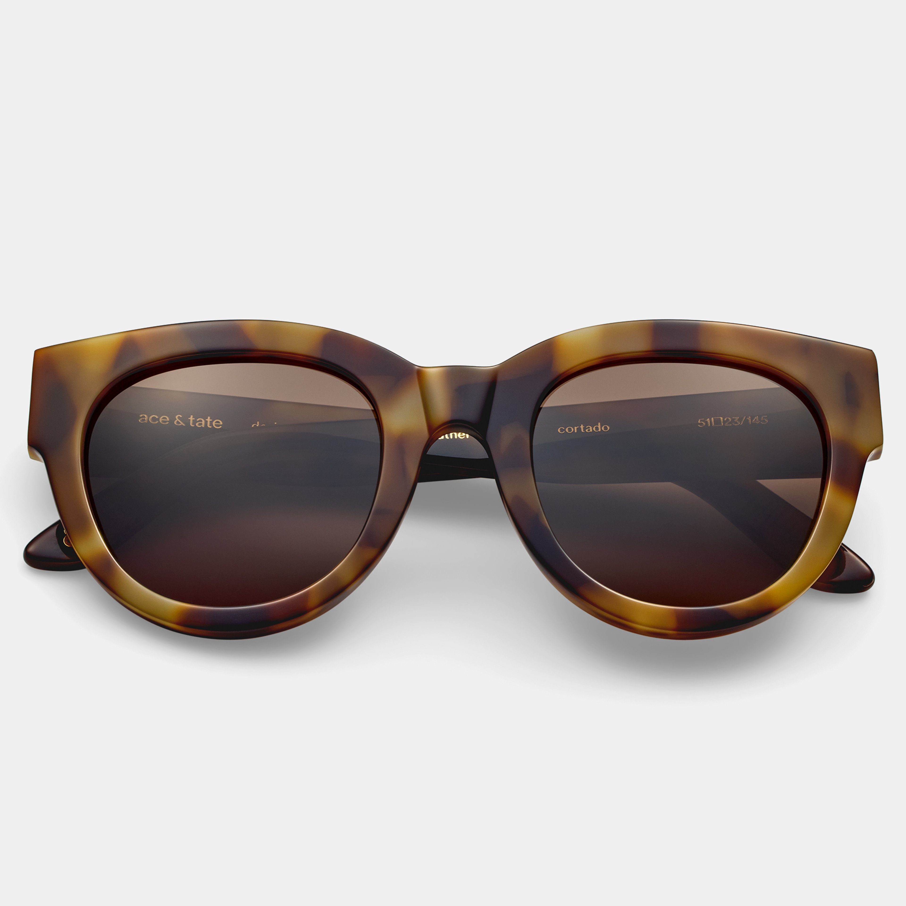 Ace & Tate Sunglasses | Round Acetate in Brown, Yellow