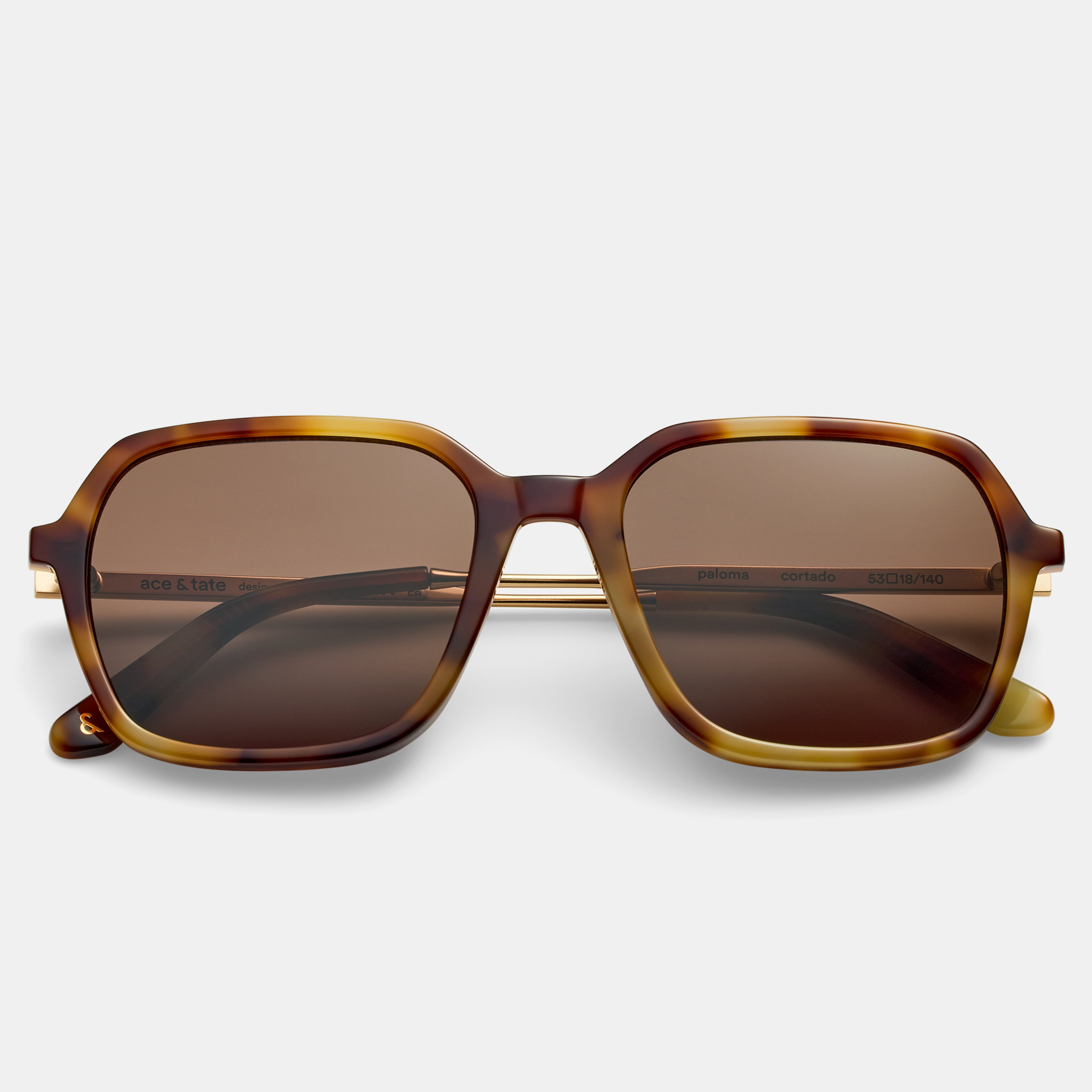Ace & Tate Sonnenbrillen | Quadratisch Acetat in Braun, Gelb