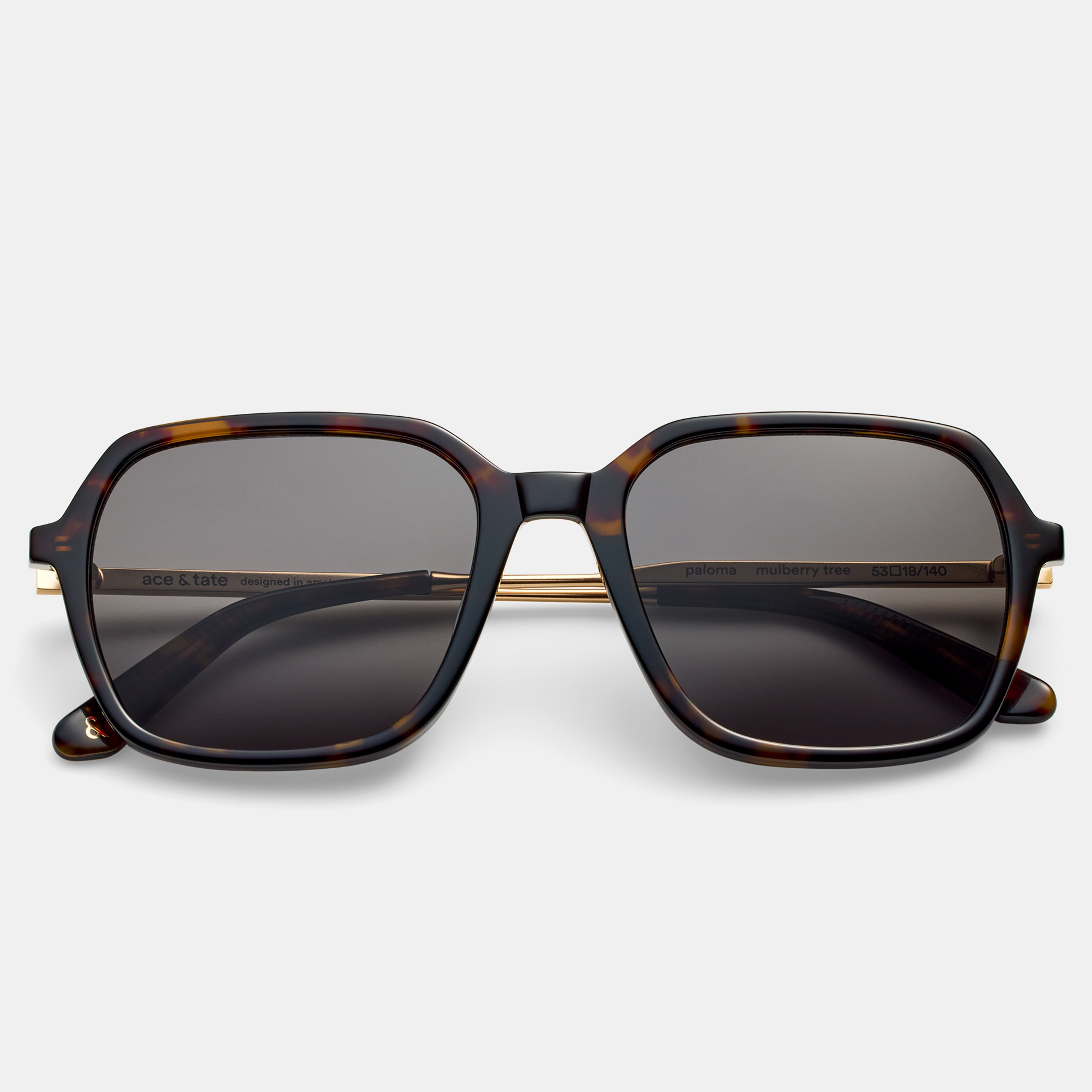 Ace & Tate Zonnebrillen | Vierkant Acetaat in Zwart, Bruin