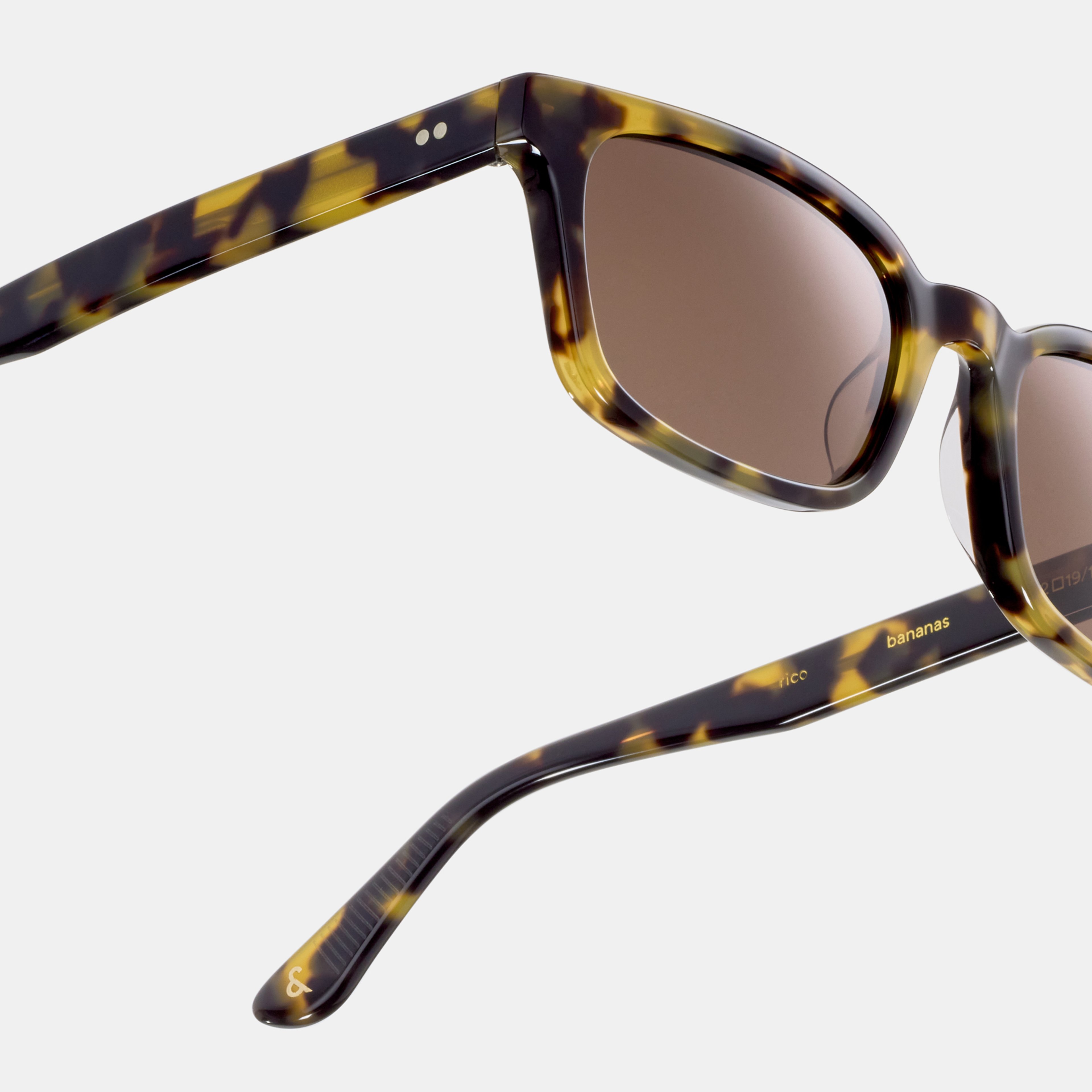 Ace & Tate Zonnebrillen | Vierkant Acetaat in Zwart, Geel