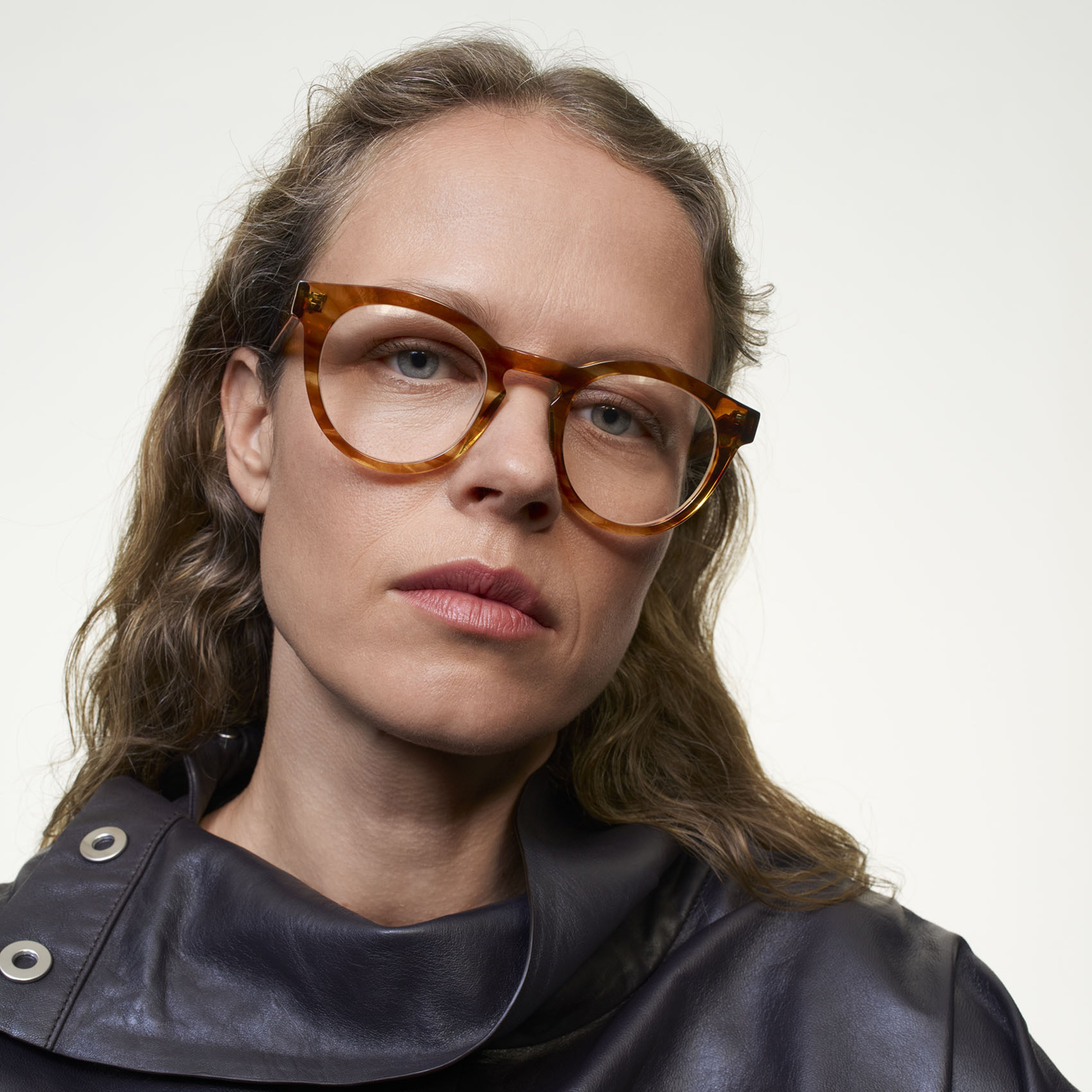 Ace & Tate Glasses | Round Acetate in Brown, Orange