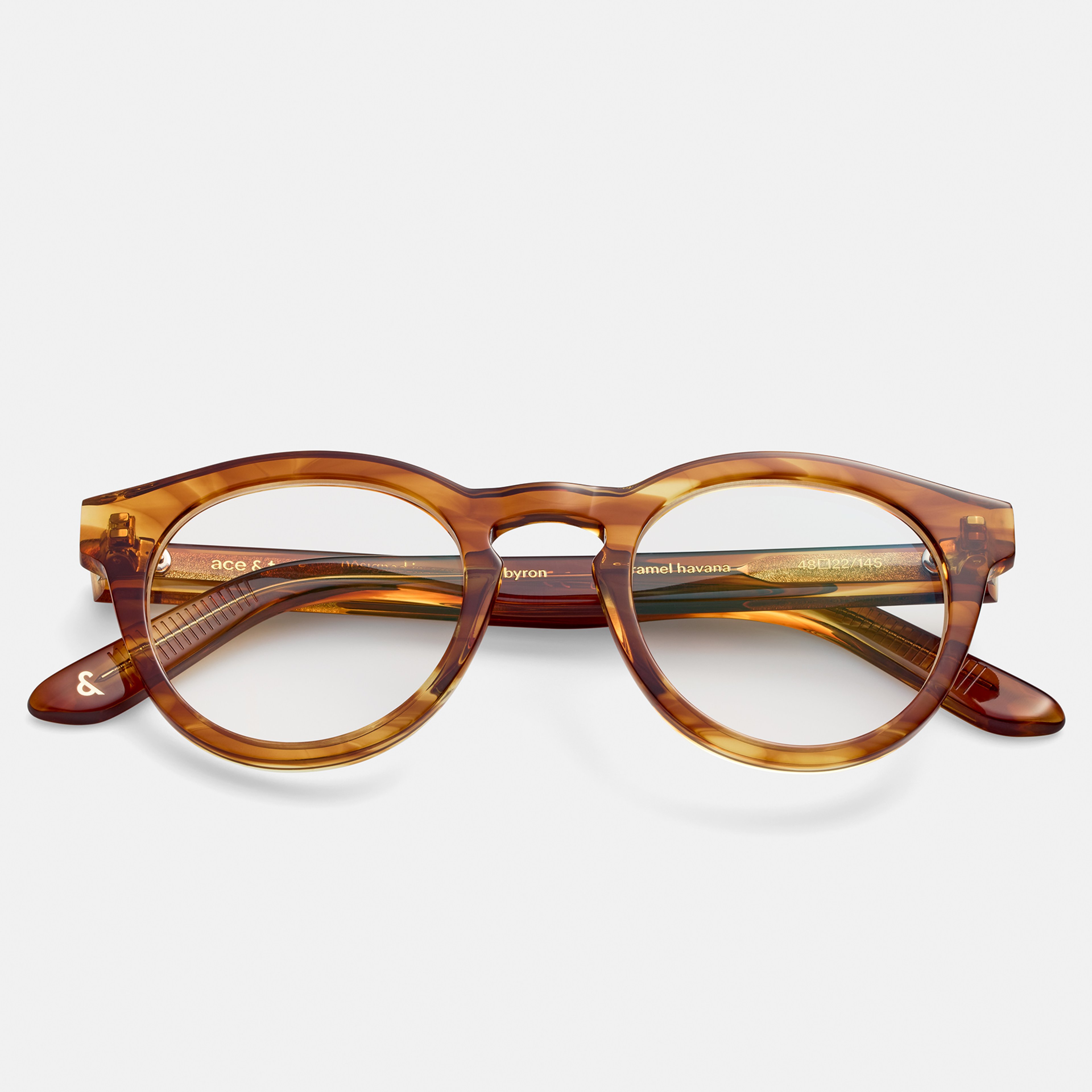 Ace & Tate Glasses | Round Acetate in Brown, Orange