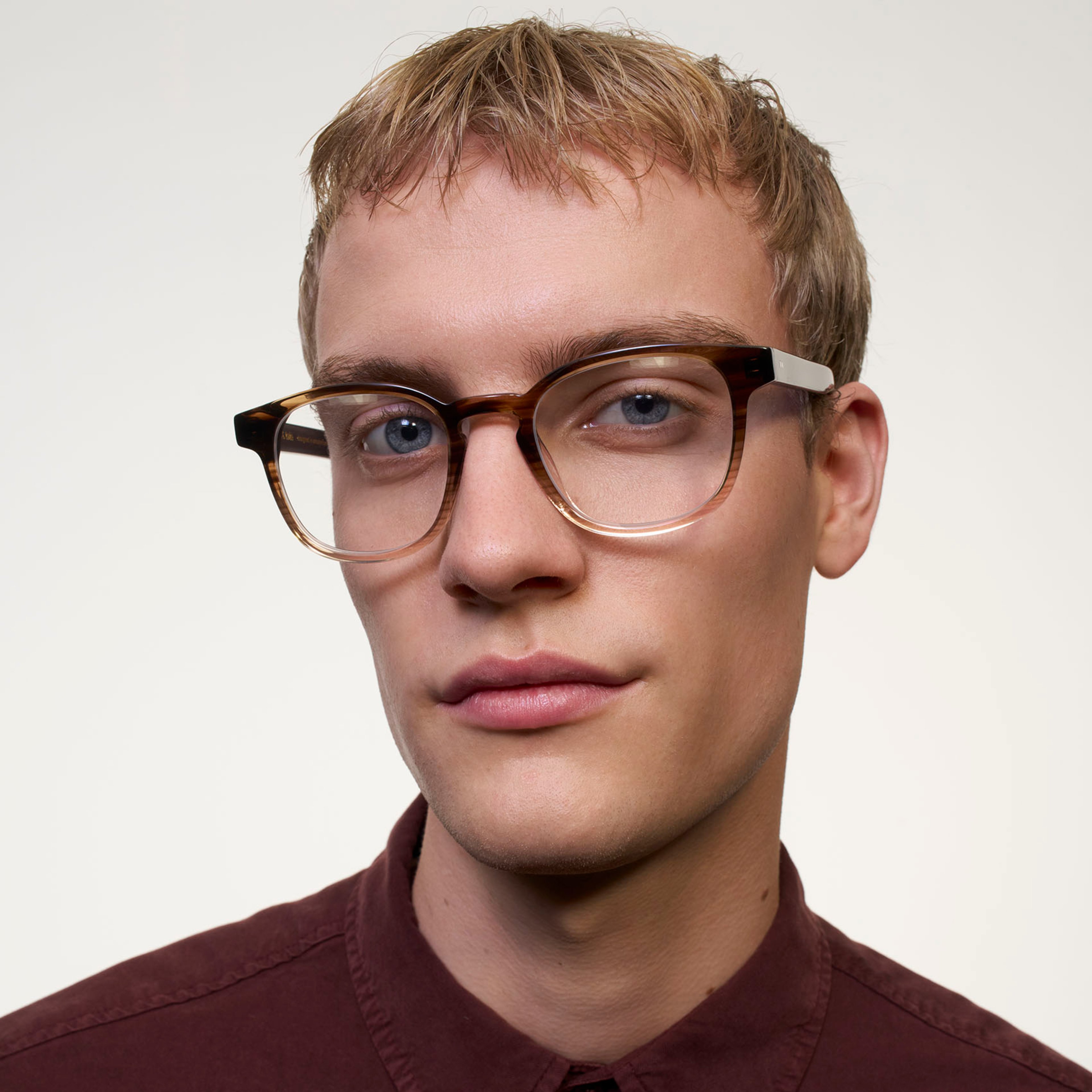 Ace & Tate Glasses | Square Acetate in Brown, Clear
