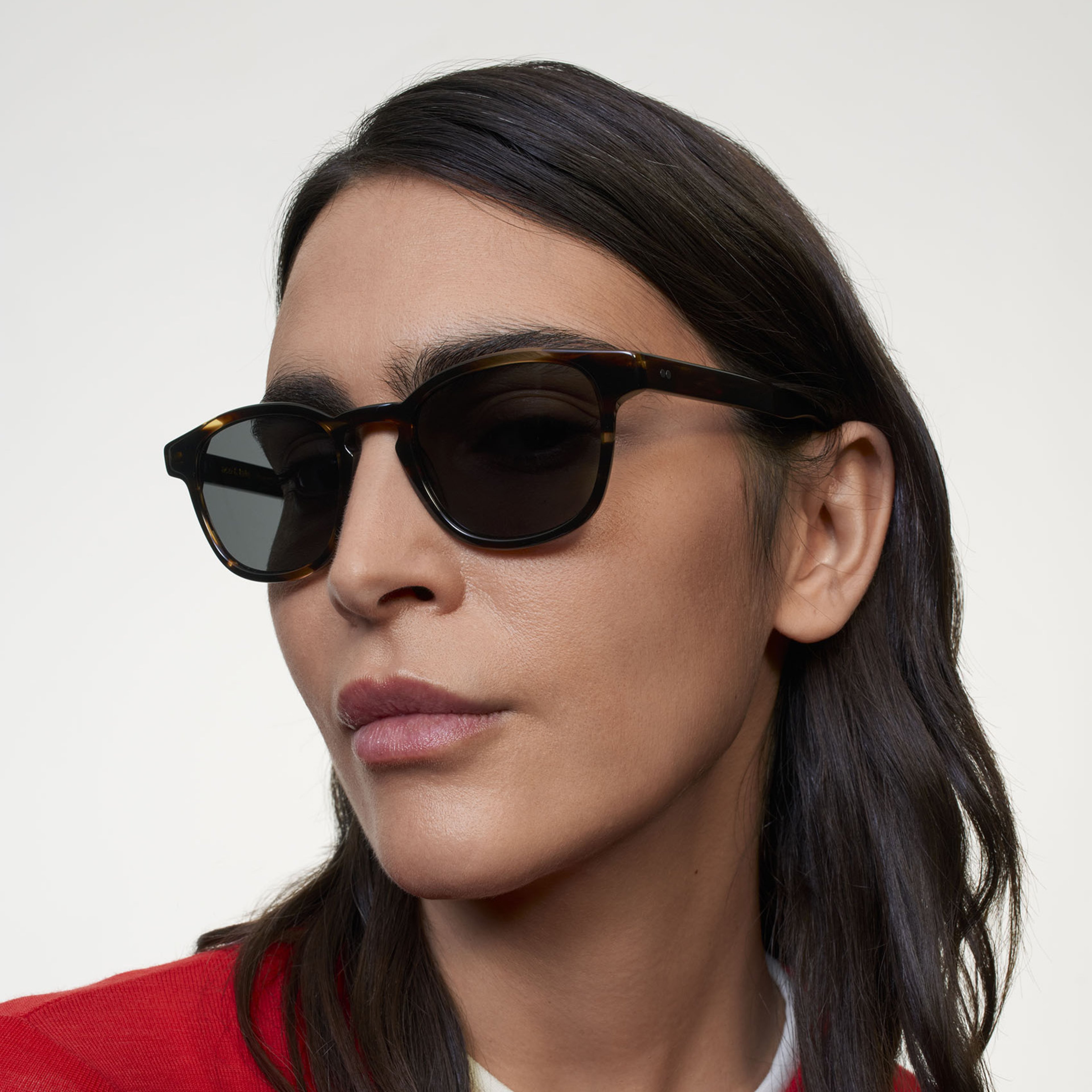 Ace & Tate Gafas de sol | Cuadrada Acetato in Marrón, Naranja