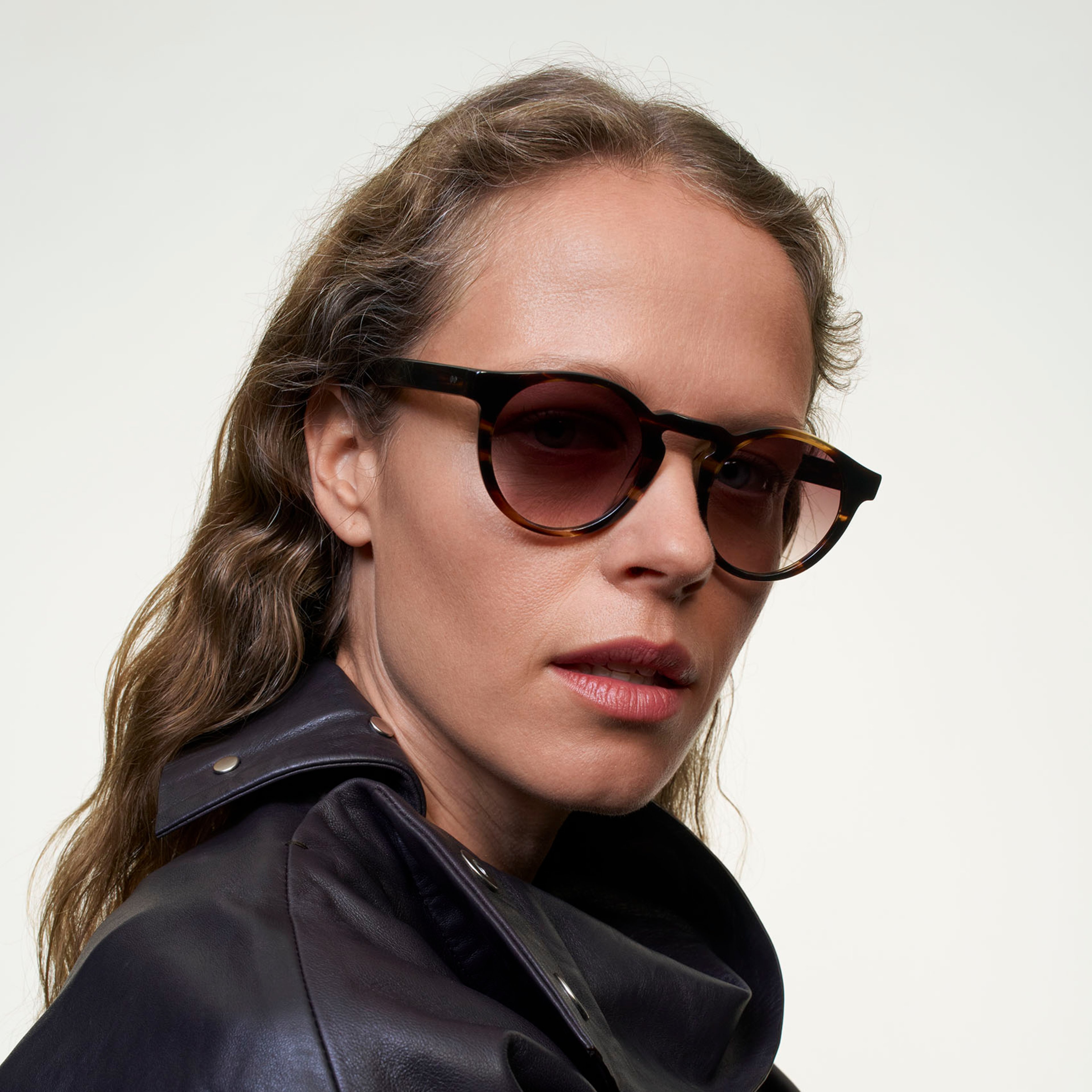 Ace & Tate Sunglasses | Round Acetate in Brown, Orange