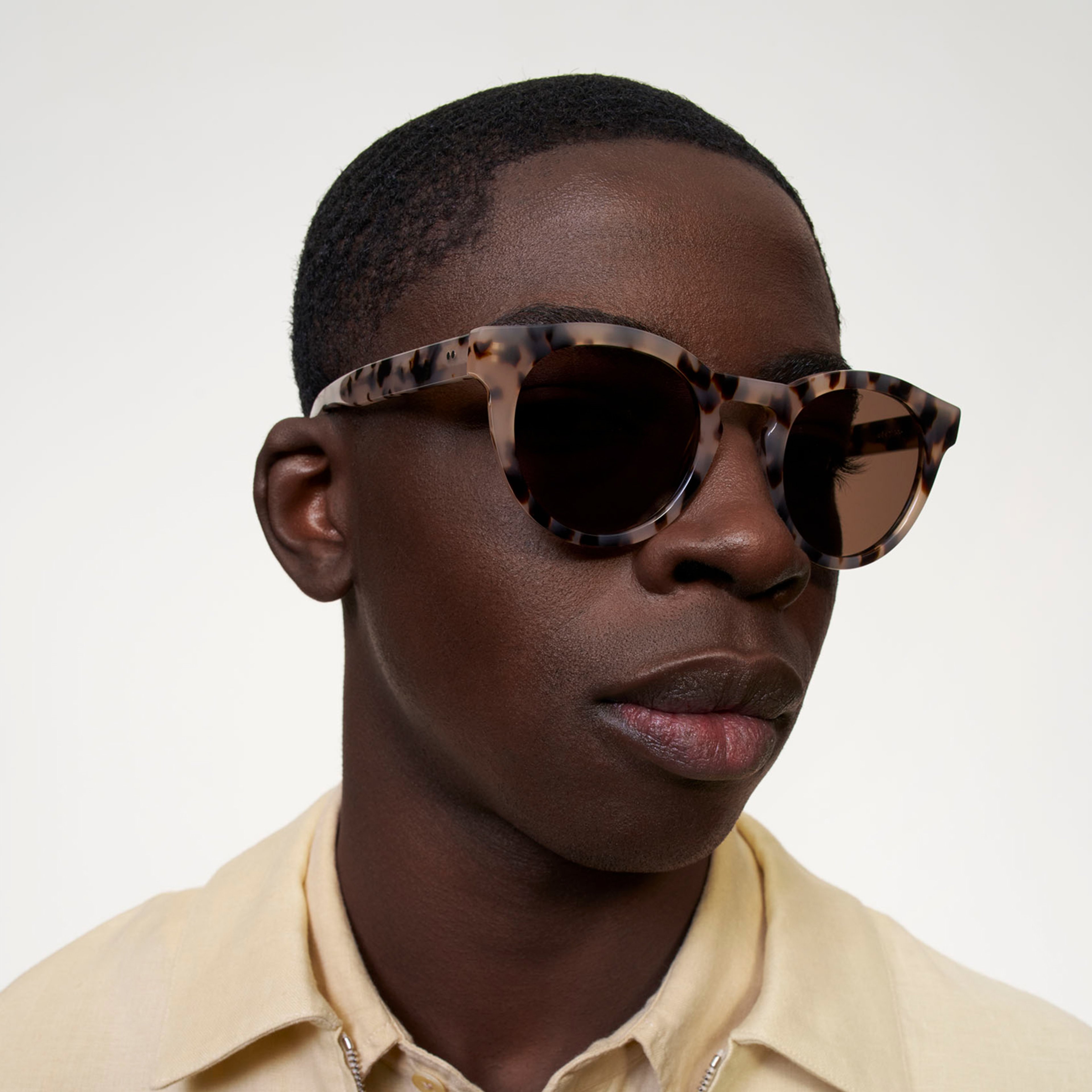 Ace & Tate Sunglasses | Round Acetate in Beige