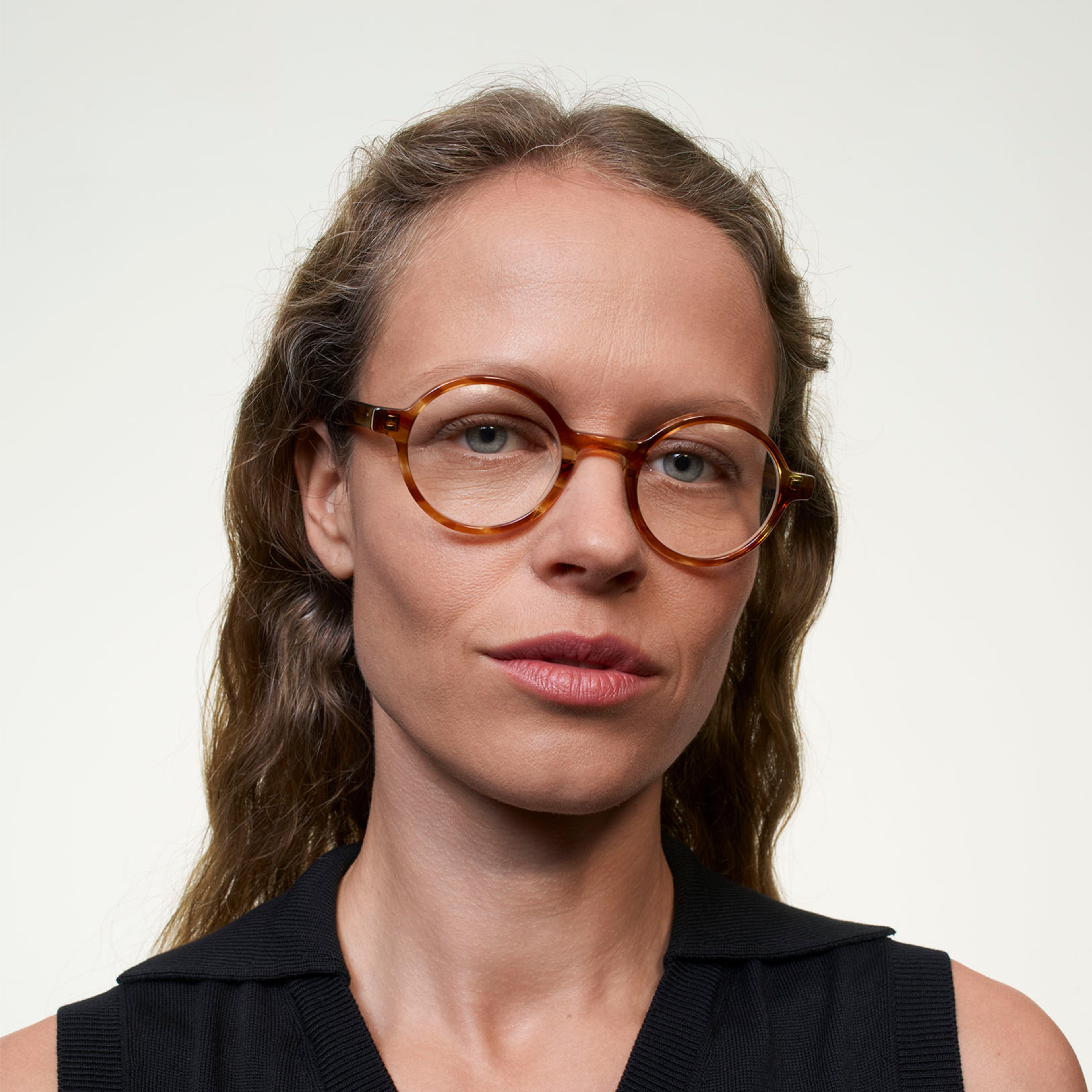 Ace & Tate Glasses | Round Acetate in Brown, Orange