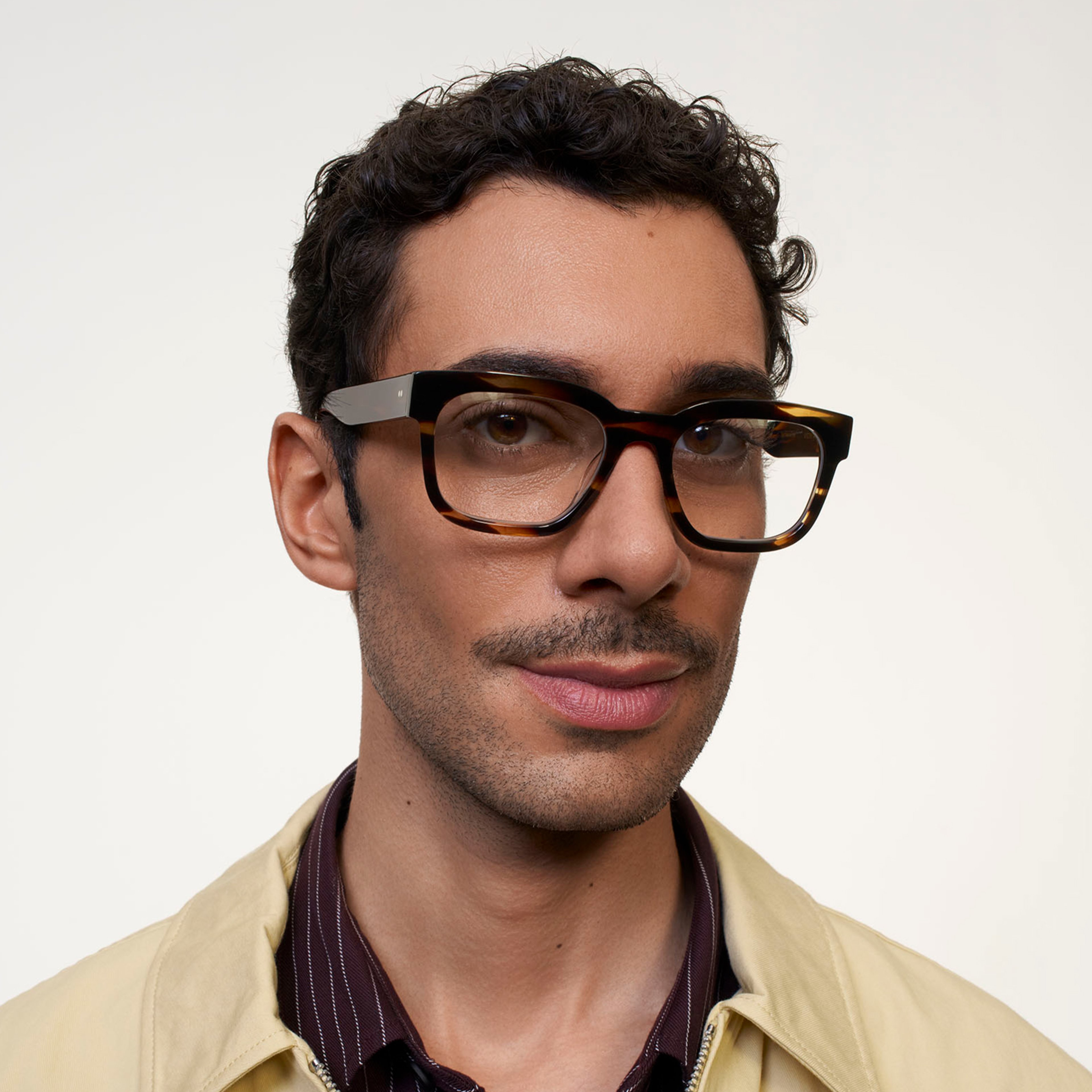 Ace & Tate Glasses | Rectangle Acetate in Brown, Orange
