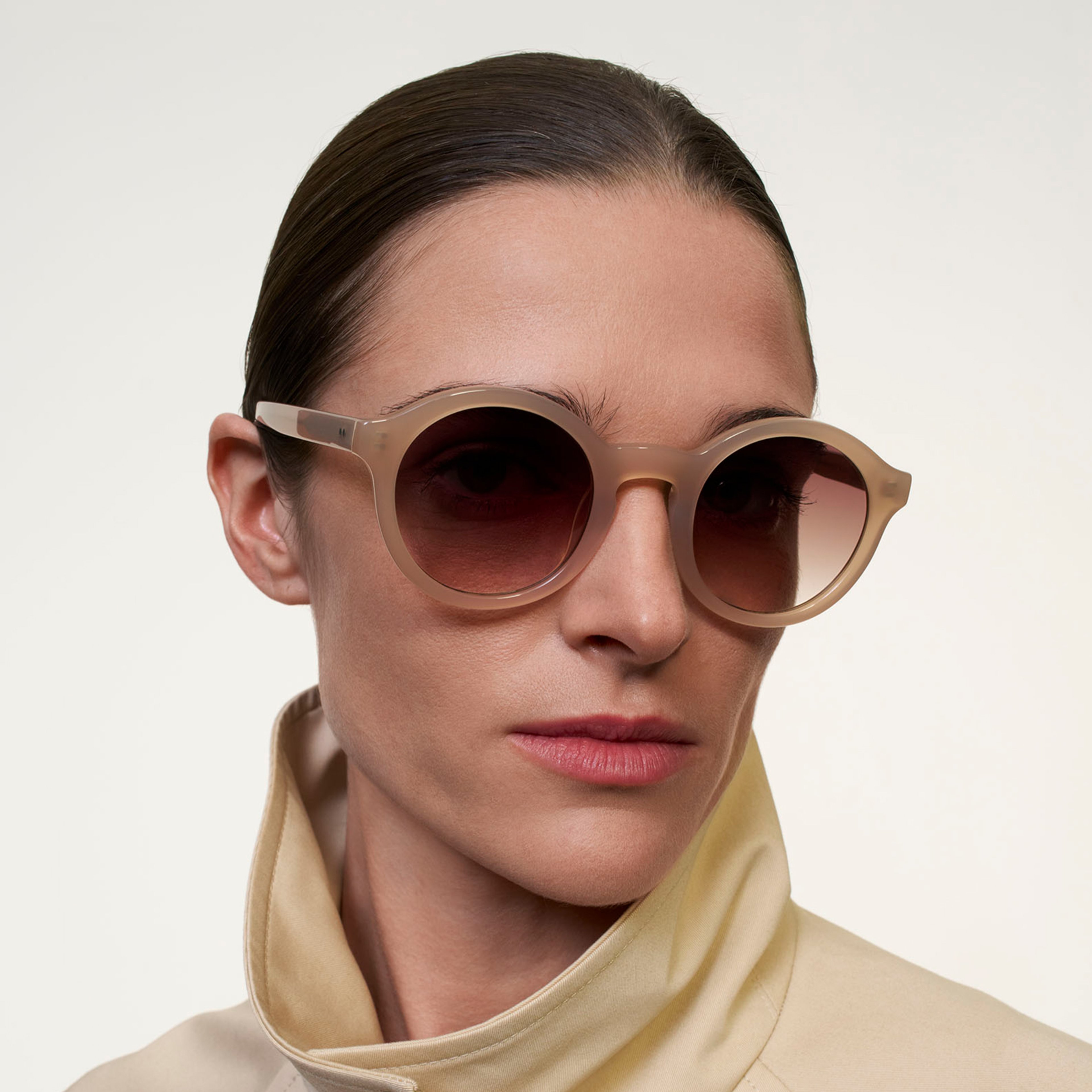 Ace & Tate Sunglasses | Round Acetate in Beige