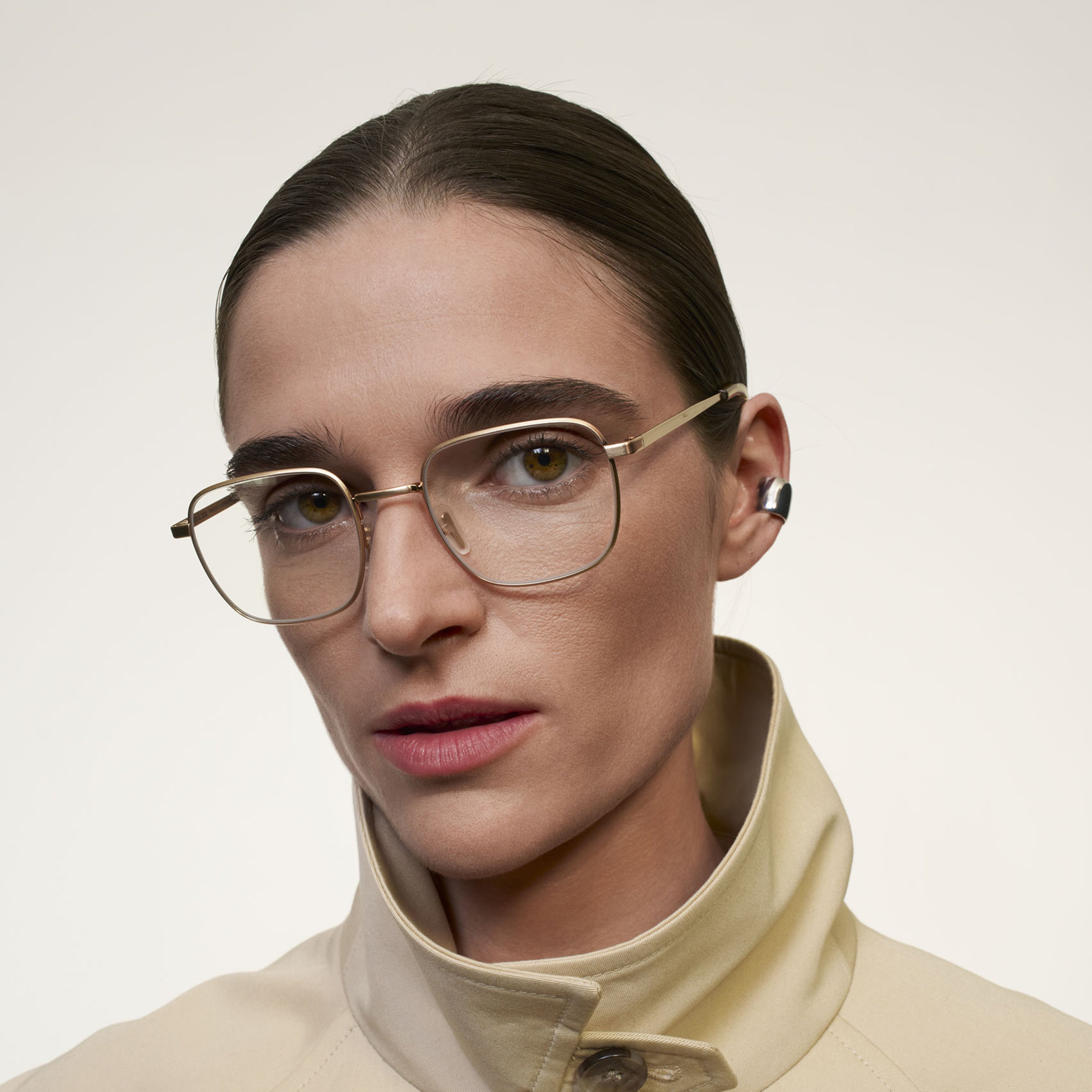 Ace & Tate Glasses | Square Metal in Gold