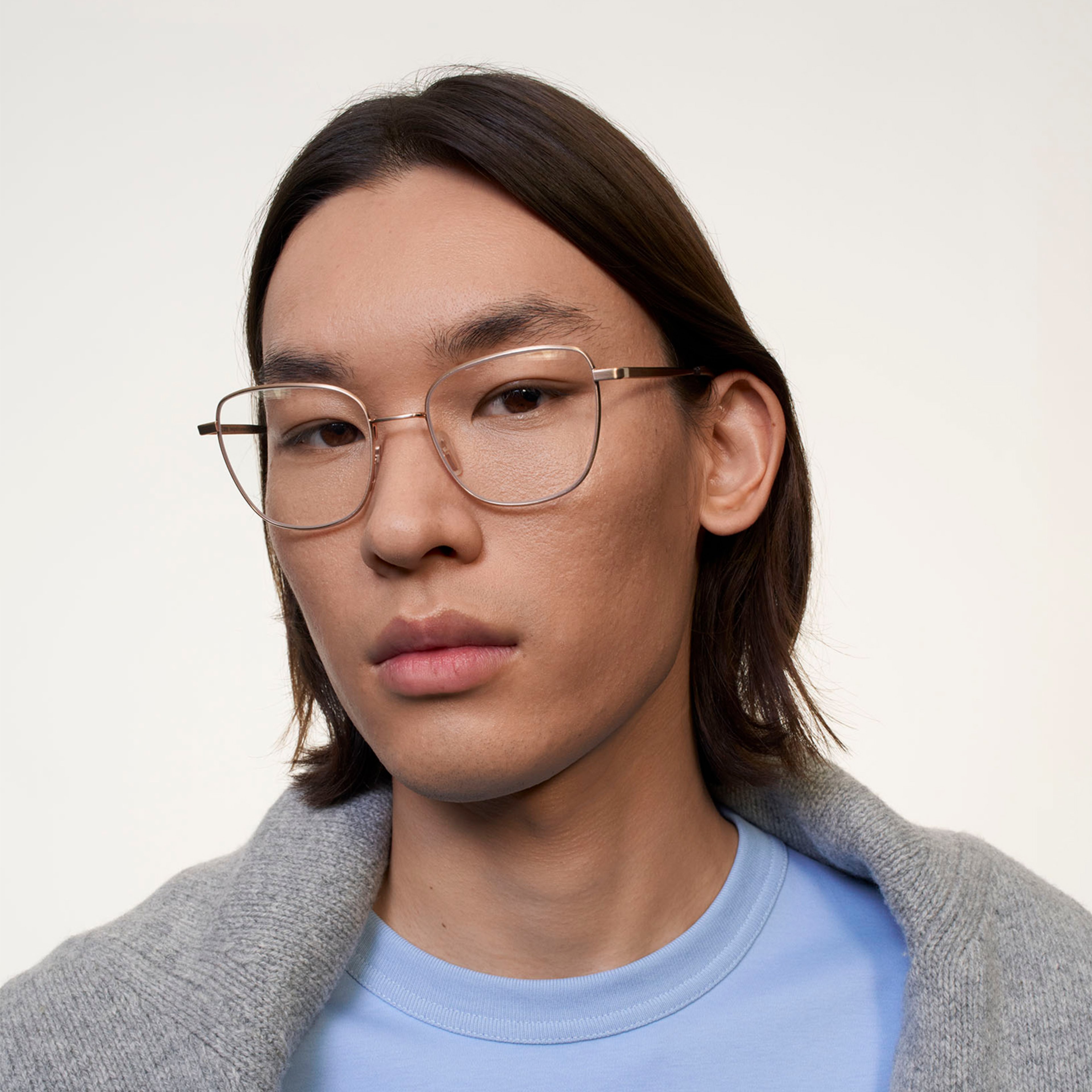 Ace & Tate Glasses | Square Metal in Pink