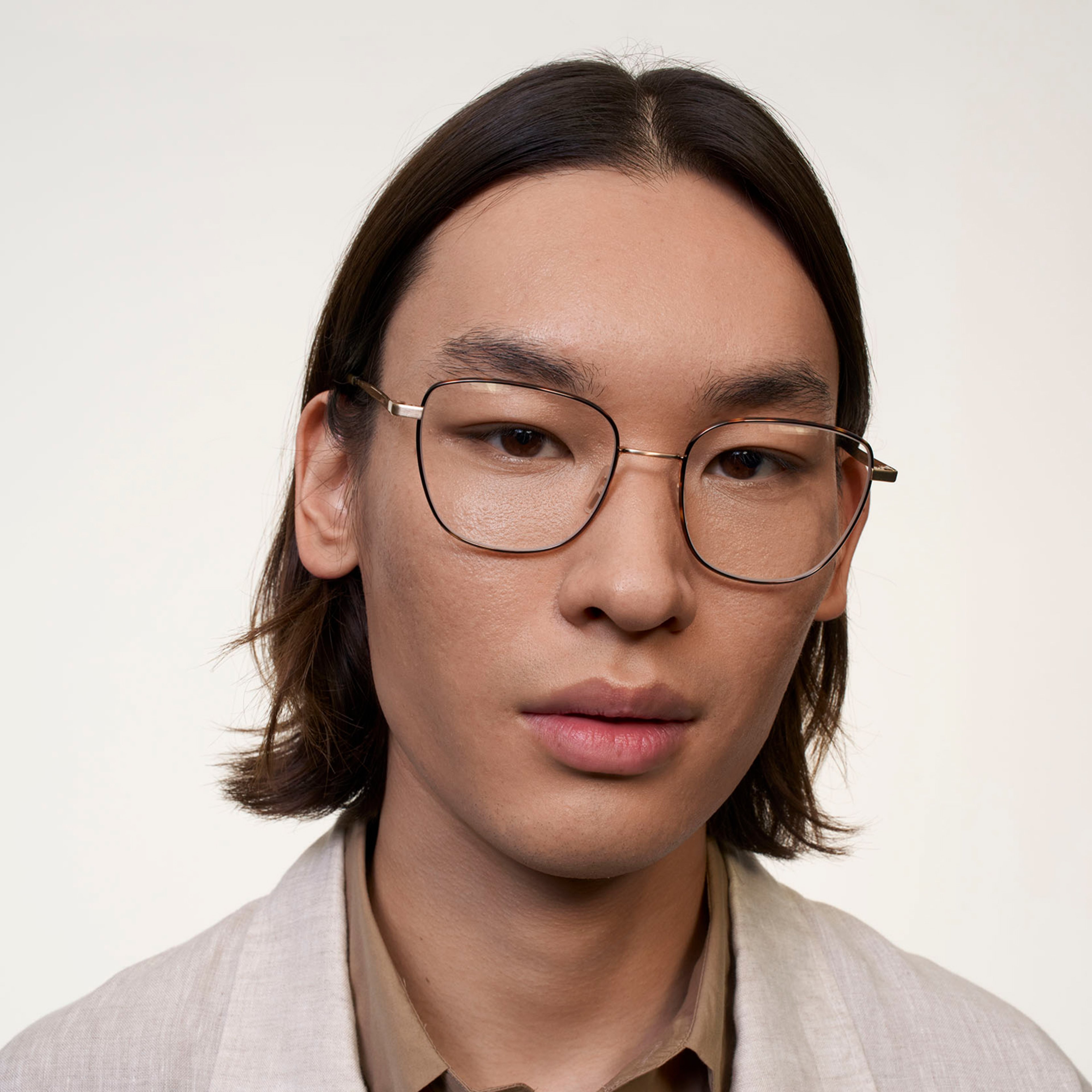 Ace & Tate Glasses | Square Metal in Brown