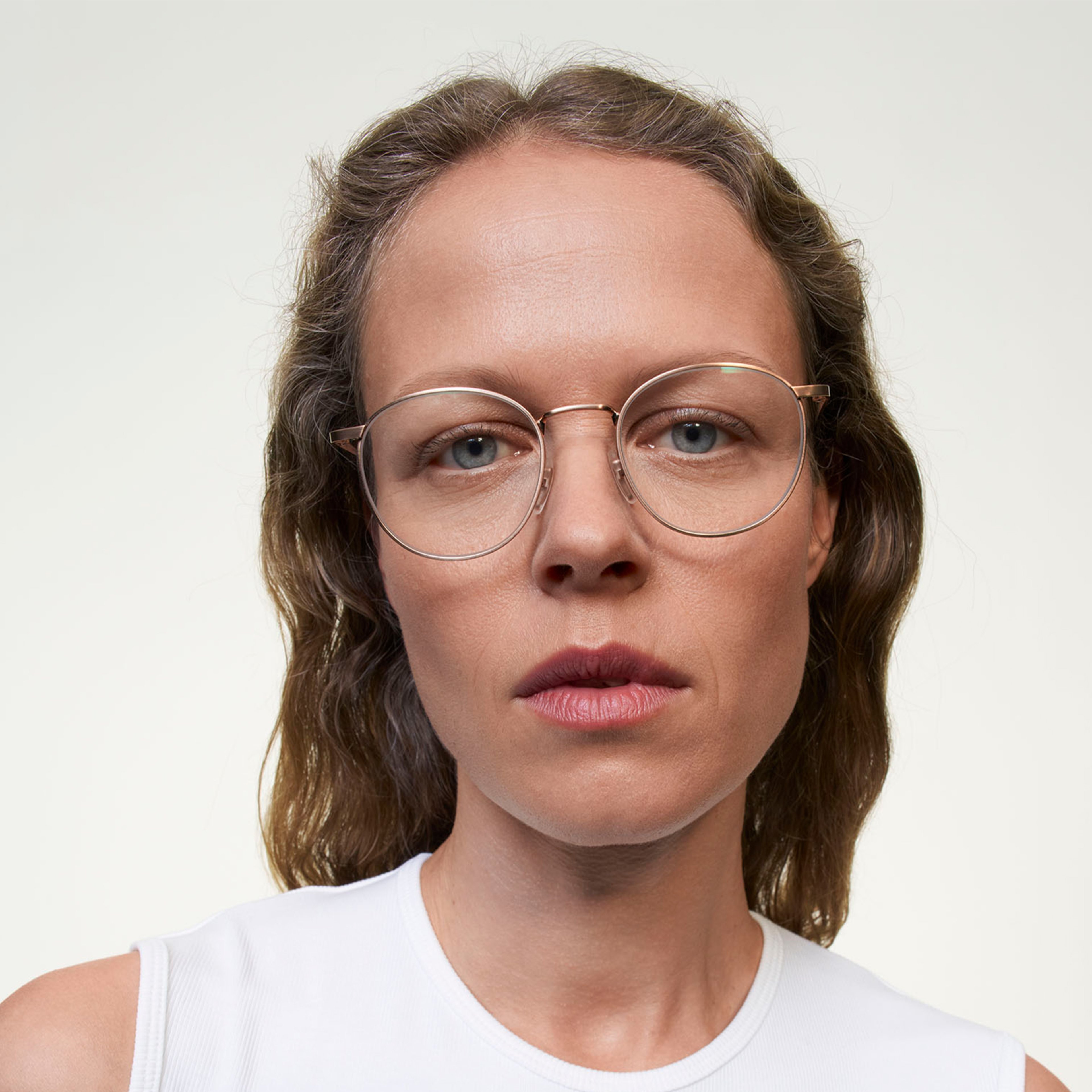 Ace & Tate Glasses | Round Metal in Gold, Pink