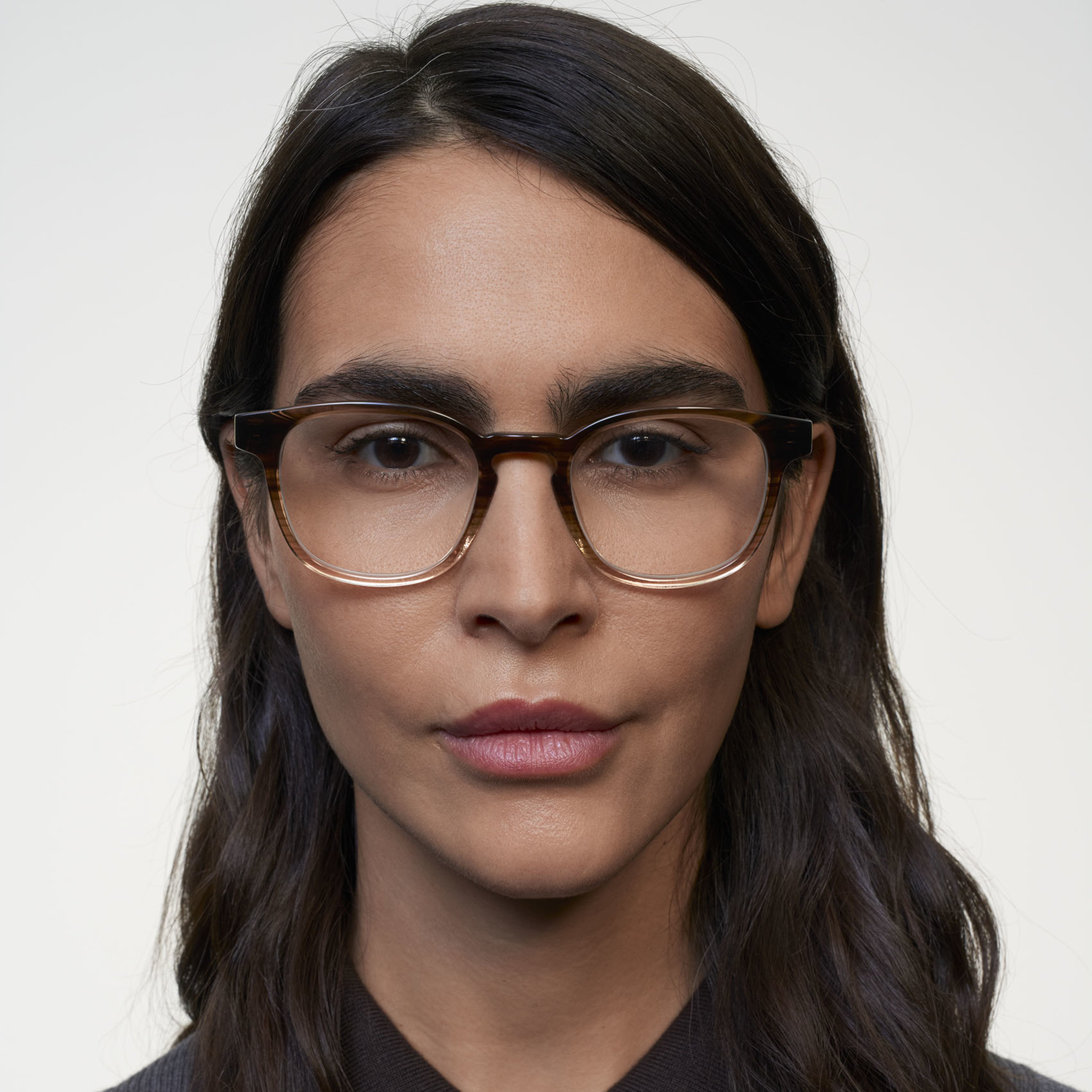 Ace & Tate Glasses | Square Acetate in Brown, Clear