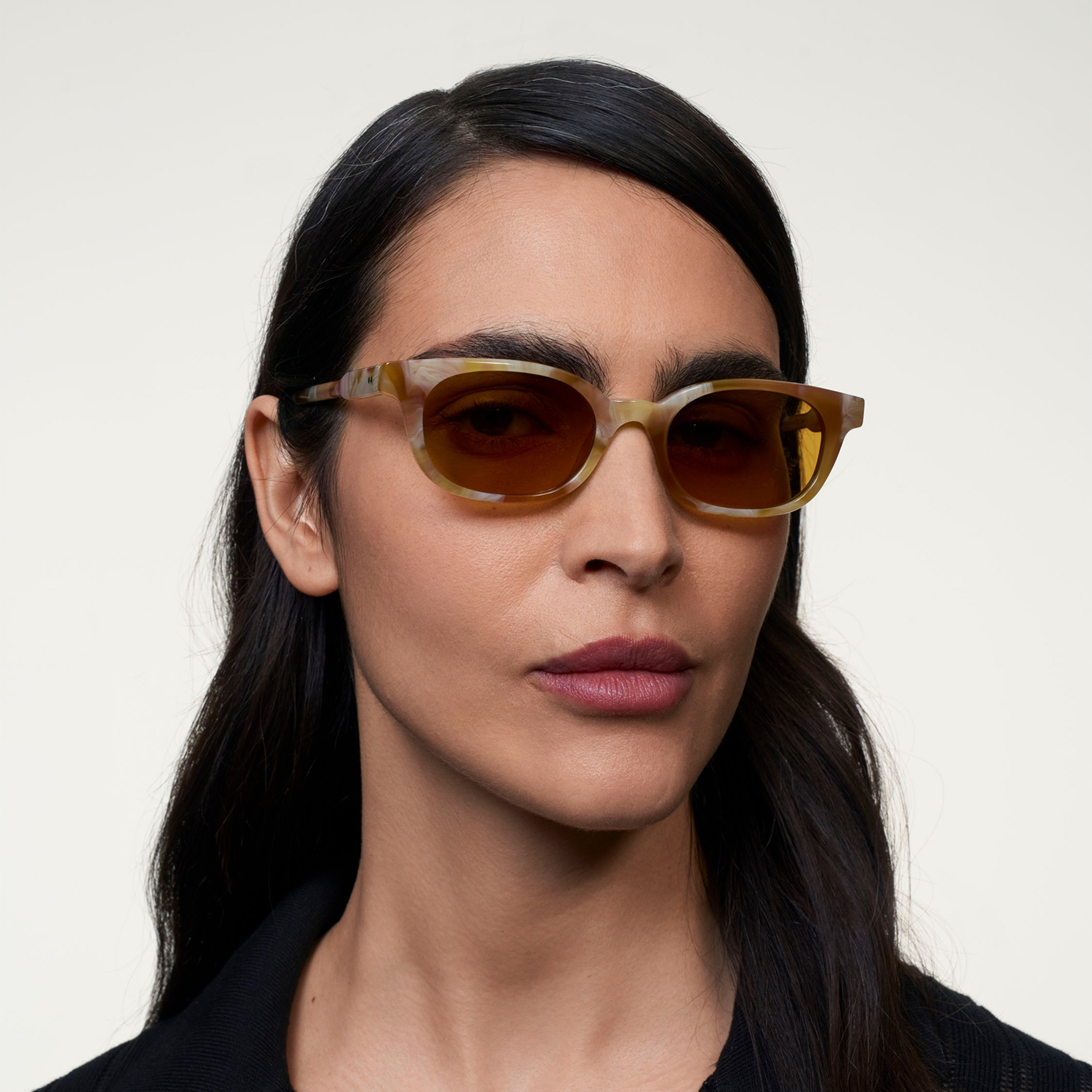 Ace & Tate Sunglasses | Round Acetate in Orange, White, Yellow