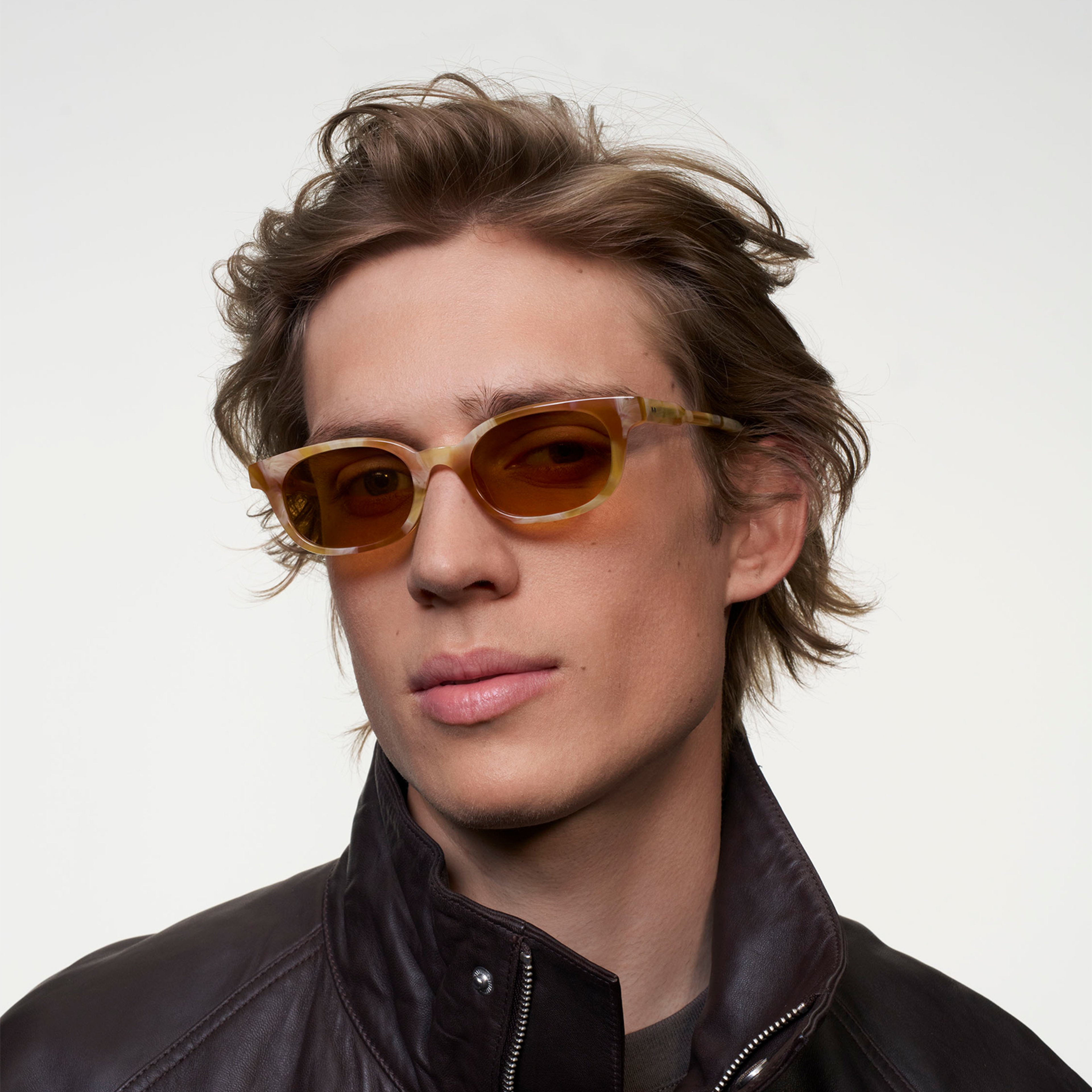 Ace & Tate Sunglasses | Round Acetate in Orange, White, Yellow