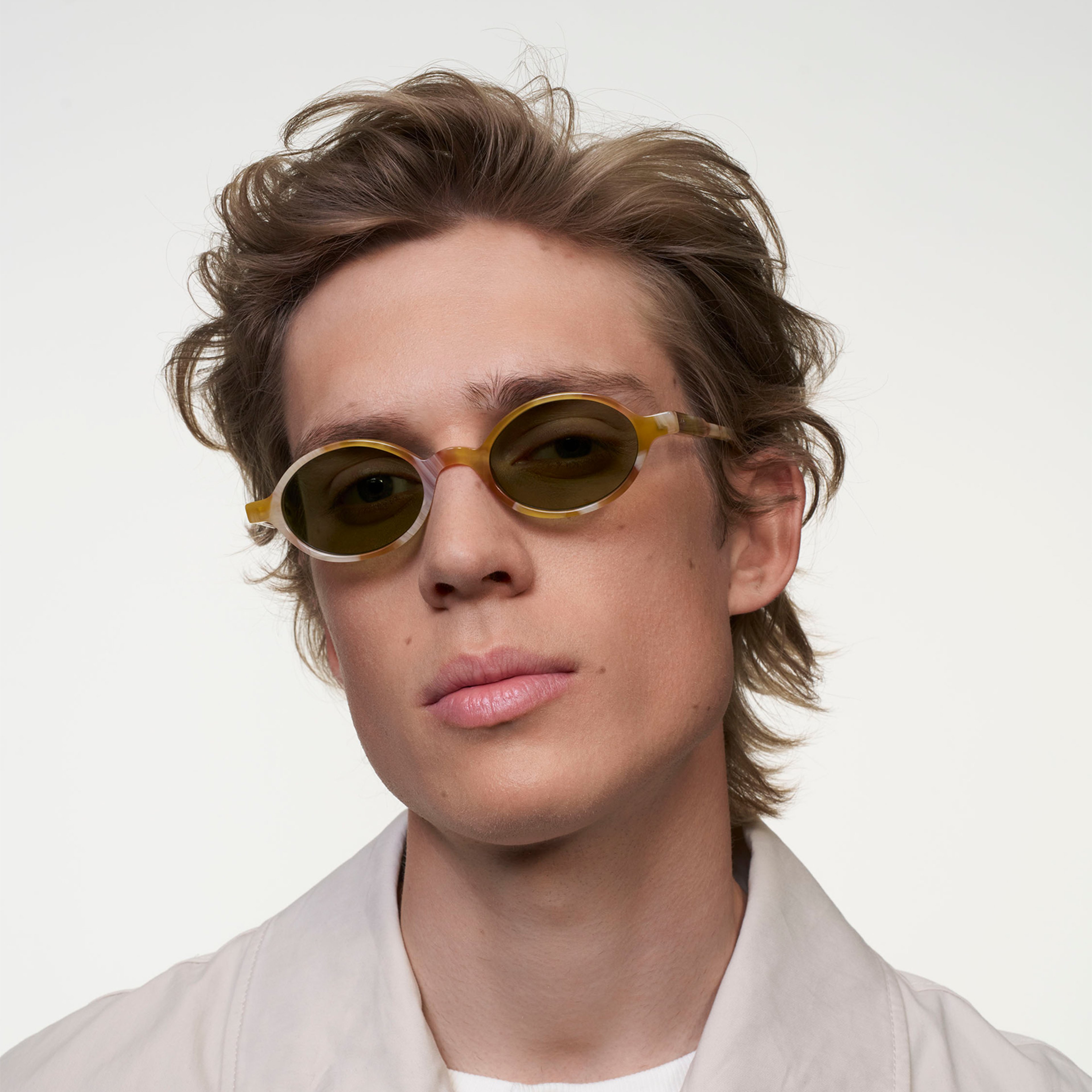 Ace & Tate Sunglasses | Round Acetate in Orange, White, Yellow