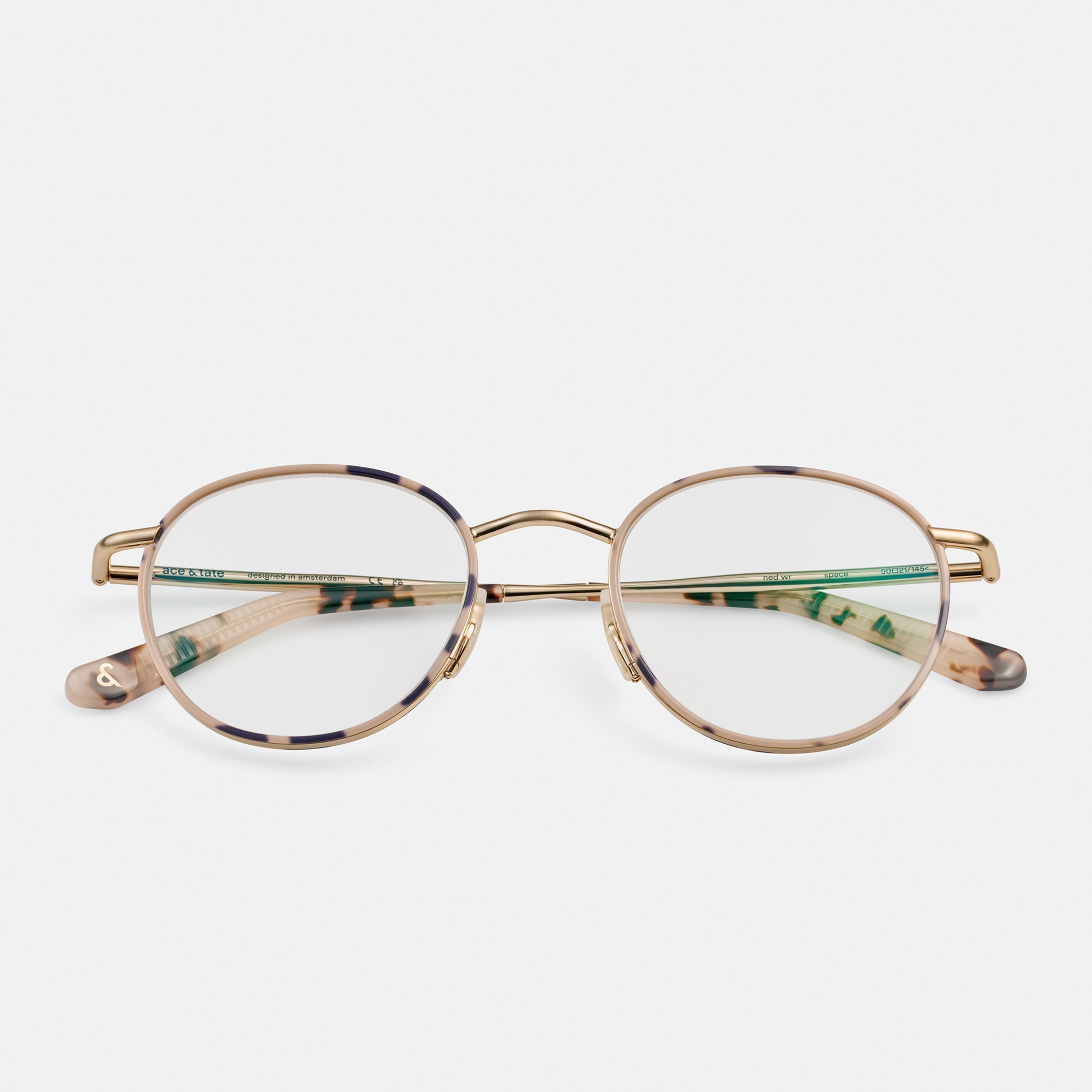 Ace & Tate Glasses | Round Metal in Beige, Black, Gold